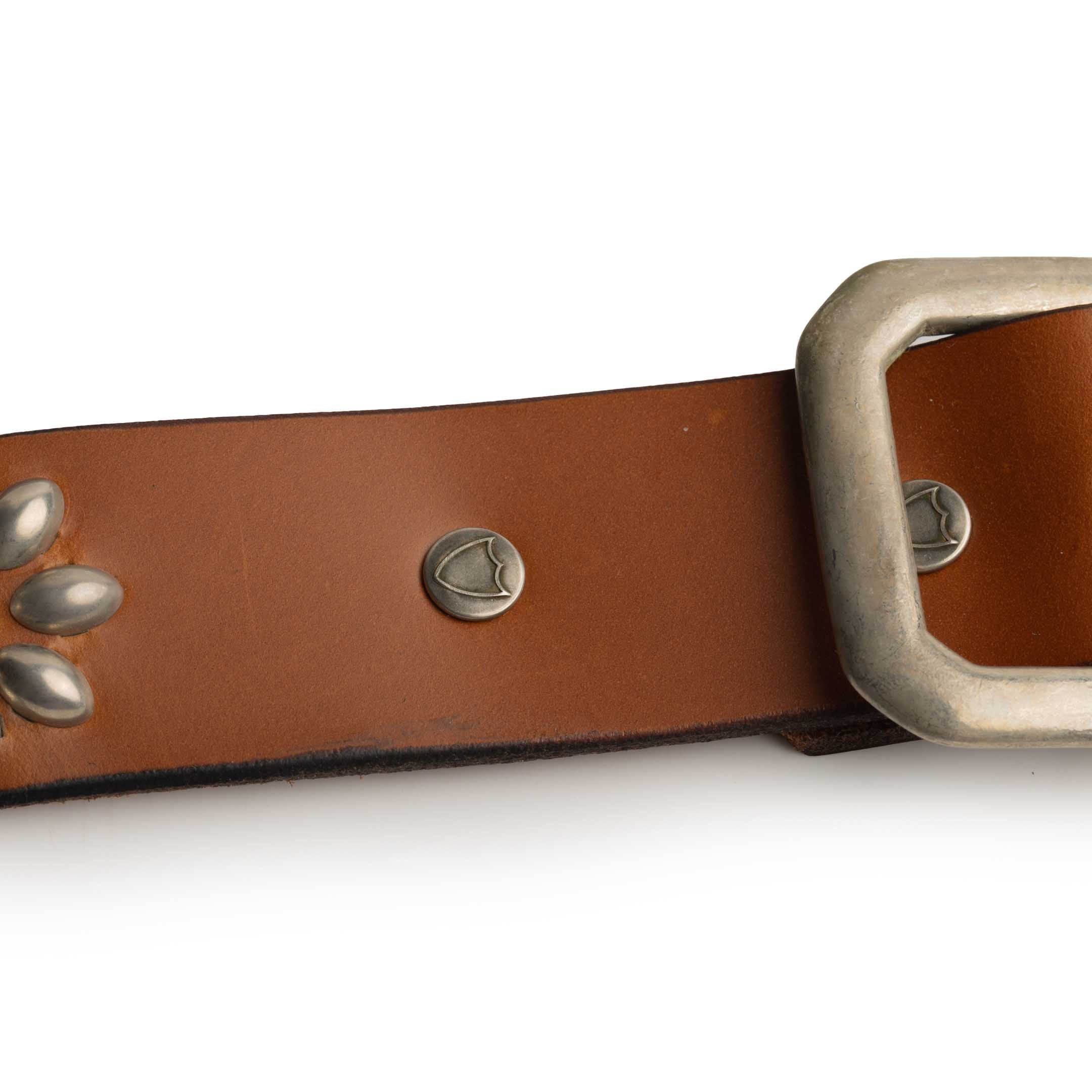 HTC Belt Light Brown Leather W/Silver Studs (24 1.25)-Belt-Clutch Cafe