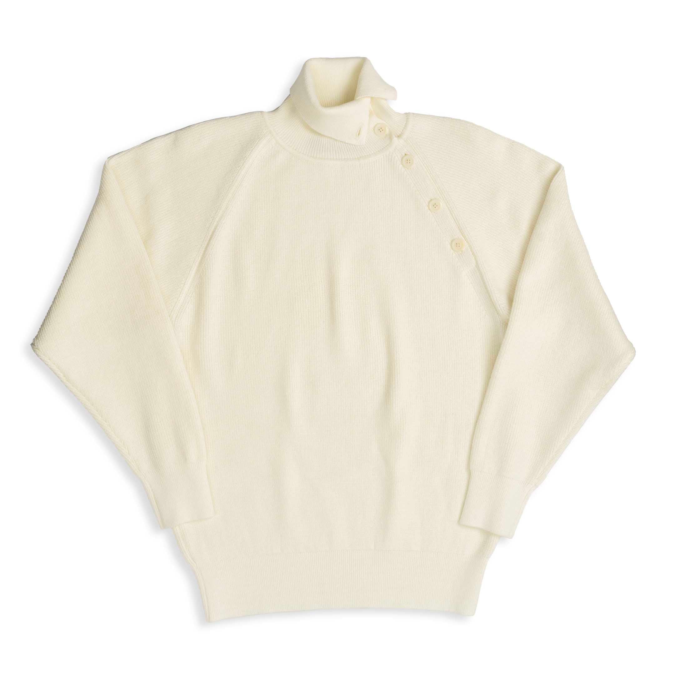 Haversack 10G Single Rib High Neck Sweater Ivory-Knitwear-Clutch Cafe