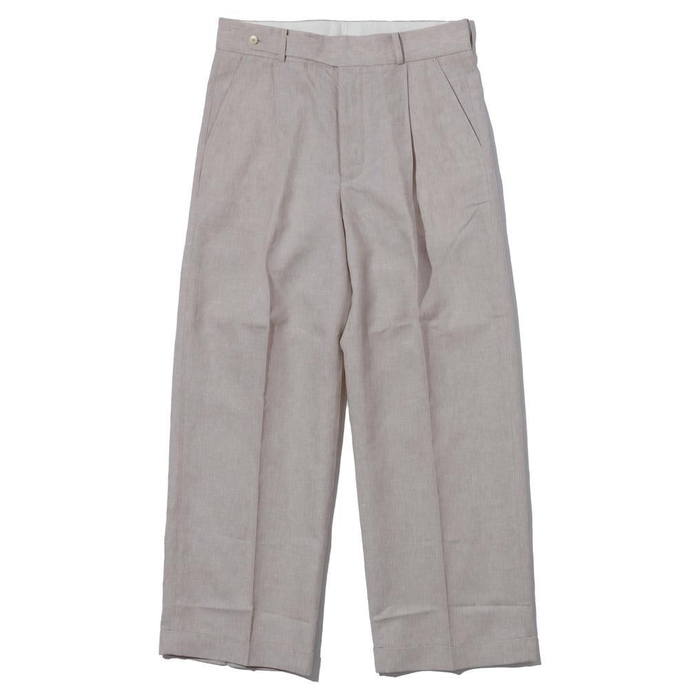 Haversack Linen Chambray Wide Pants Beige-Trousers-Clutch Cafe