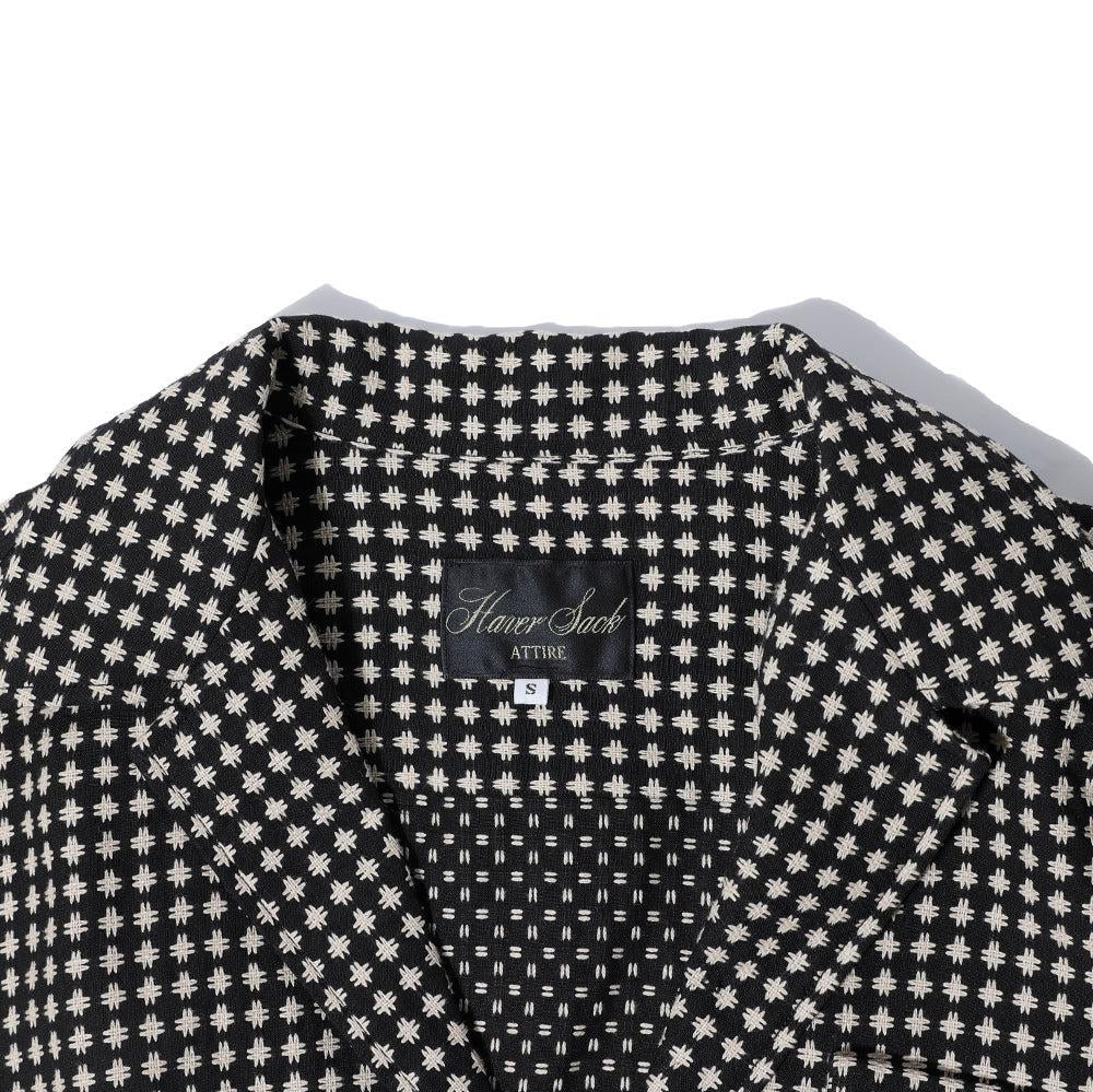 Haversack Sashiko Jacquard Pullover Shirt Black-Shirt-Clutch Cafe