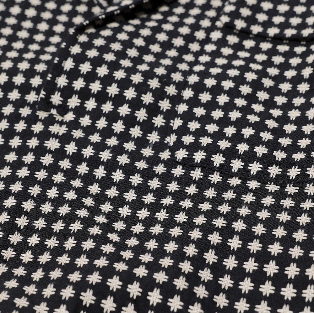 Haversack Sashiko Jacquard Pullover Shirt Black-Shirt-Clutch Cafe