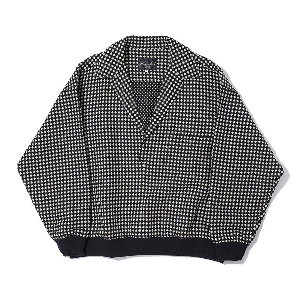 Haversack Sashiko Jacquard Pullover Shirt Black-Shirt-Clutch Cafe