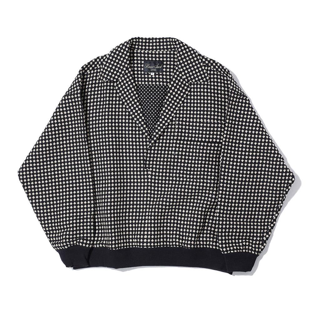 Haversack Sashiko Jacquard Pullover Shirt Black-Shirt-Clutch Cafe
