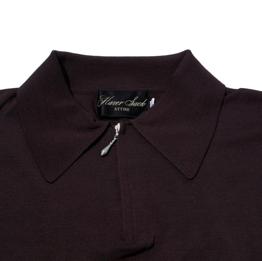 Haversack Zip Knit Polo Brown-Polo Shirt-Clutch Cafe