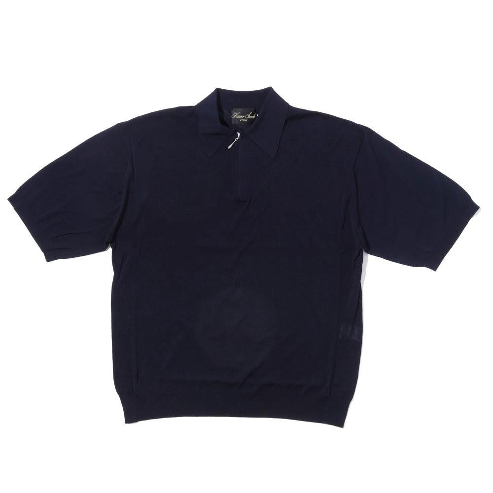 Haversack Zip Knit Polo Navy-Polo Shirt-Clutch Cafe