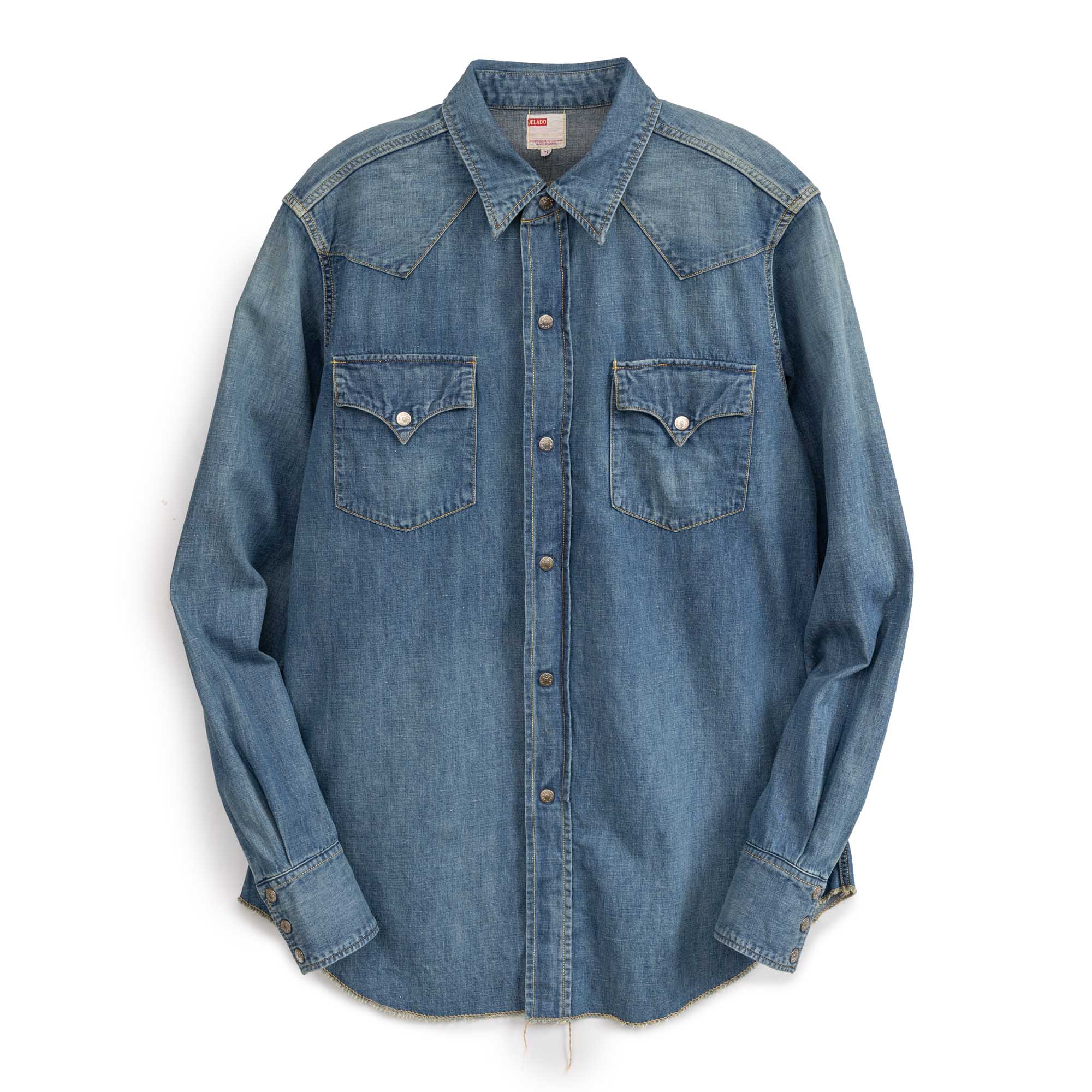 Jelado Vaquero Denim Western Shirt Faded Indigo-Shirts-Clutch Cafe