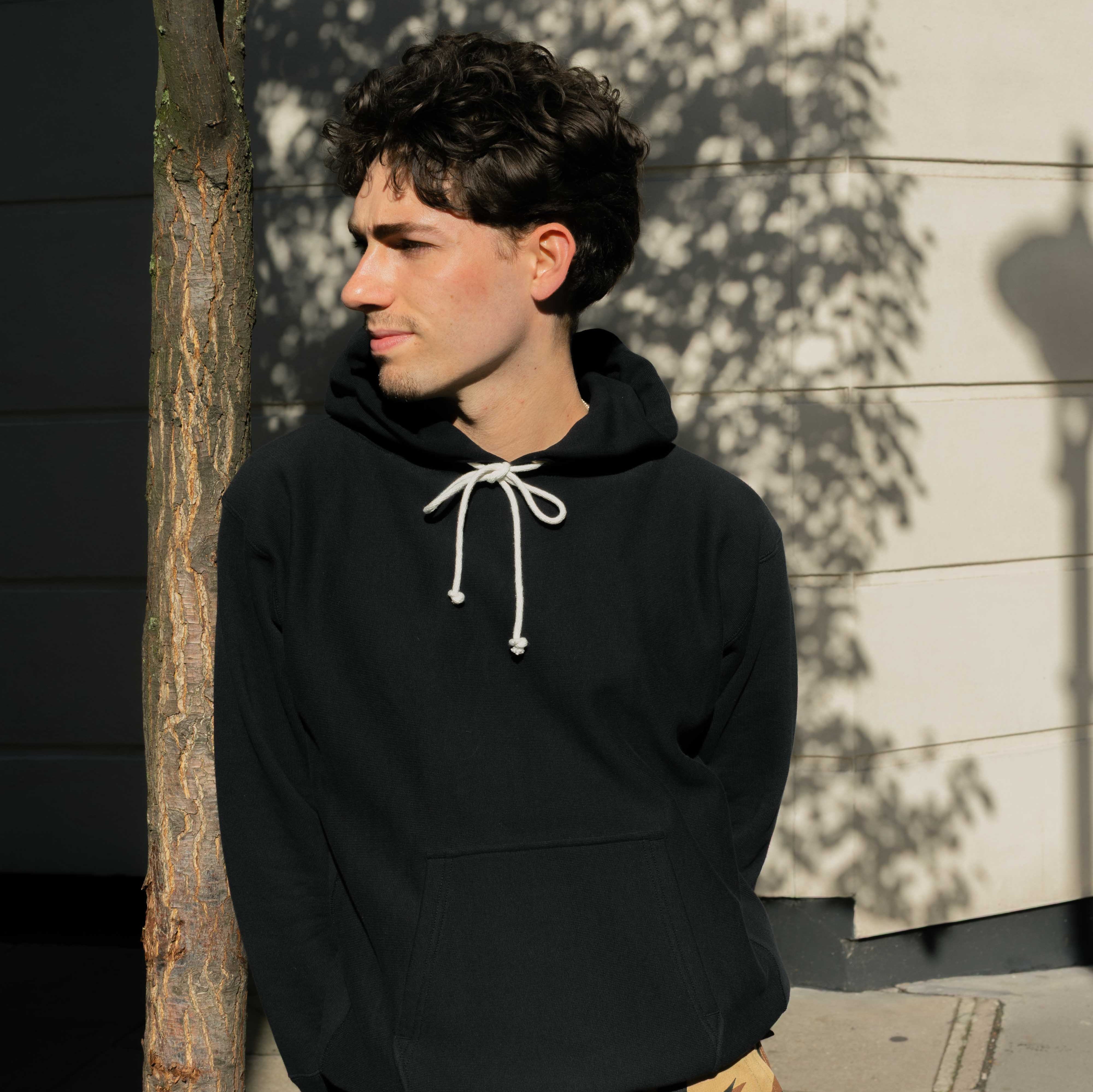 Jelado Warmup Reverse Weave Hooded Sweatshirt Black-Hooded Sweatshirt-Clutch Cafe