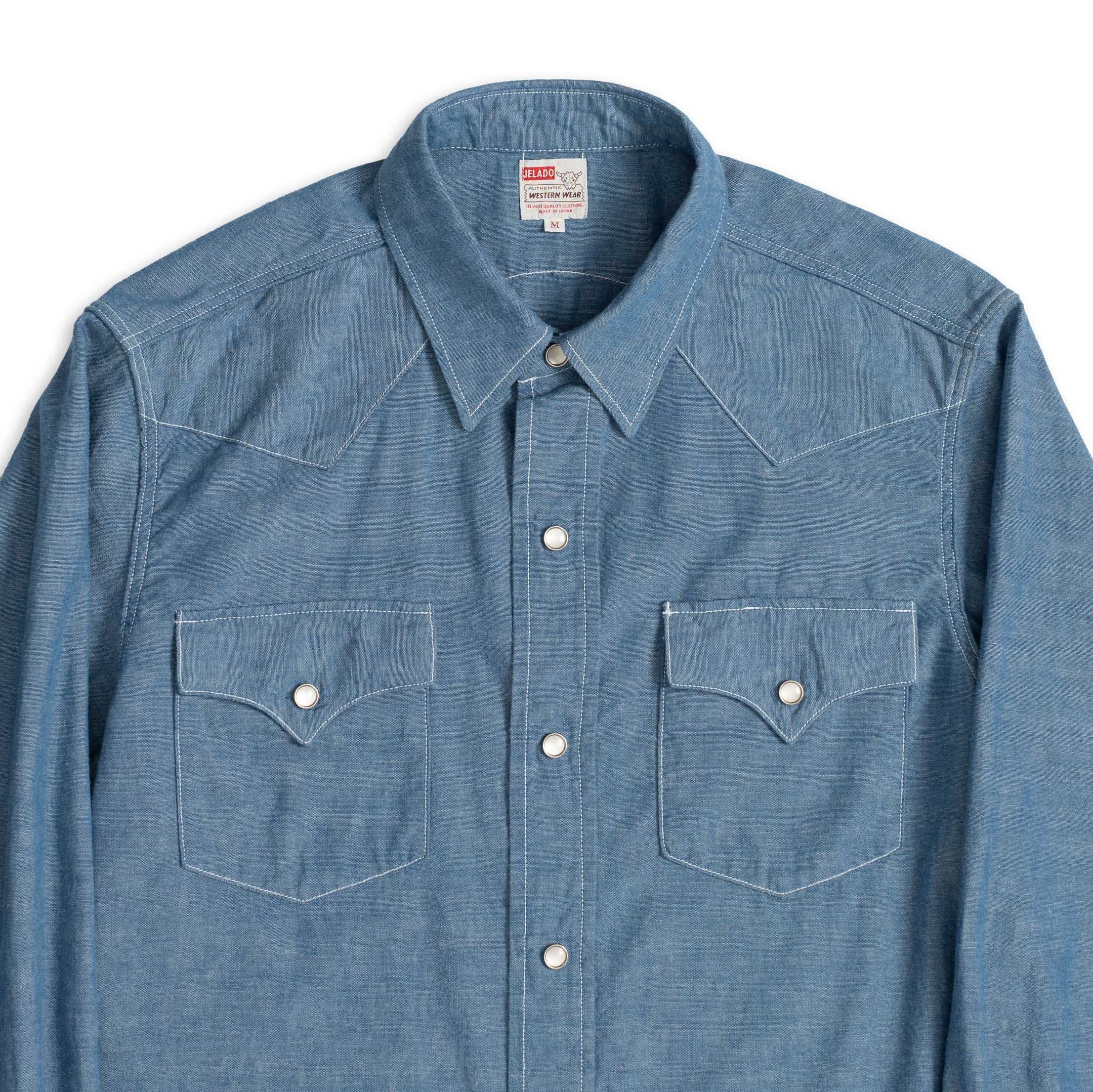 Jelado X Clutch Cafe Vaquero Chambray Western Shirt Indigo-Shirts-Clutch Cafe