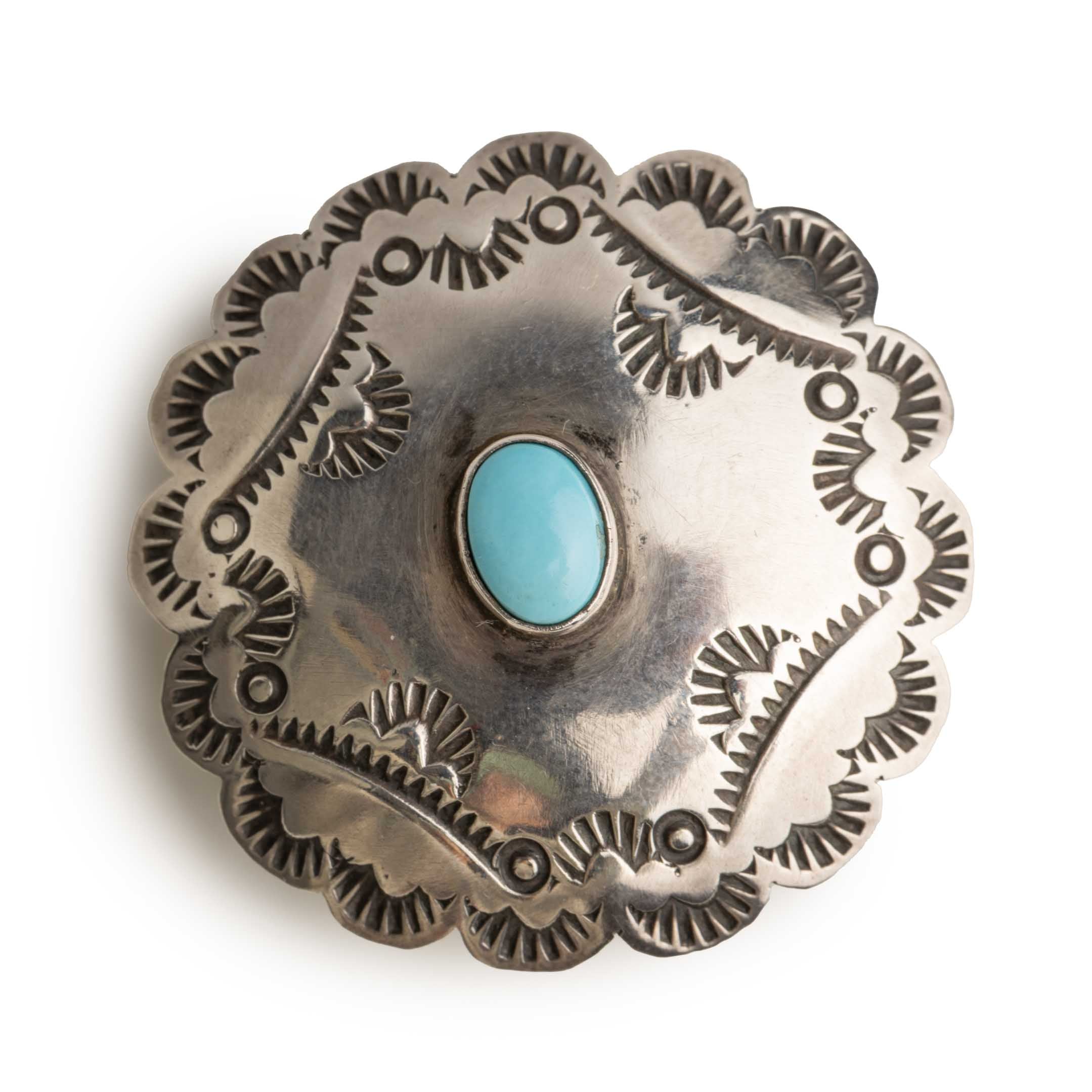LFC Morenci Turquoise Concho Pin-Brooch-Clutch Cafe