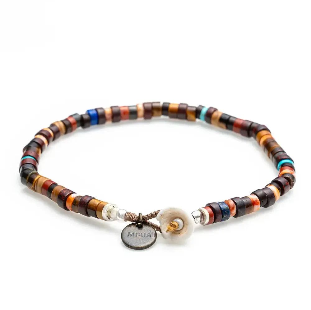 Mikia Heishi Beads Bracelet Brown Multi-Bracelet-Clutch Cafe