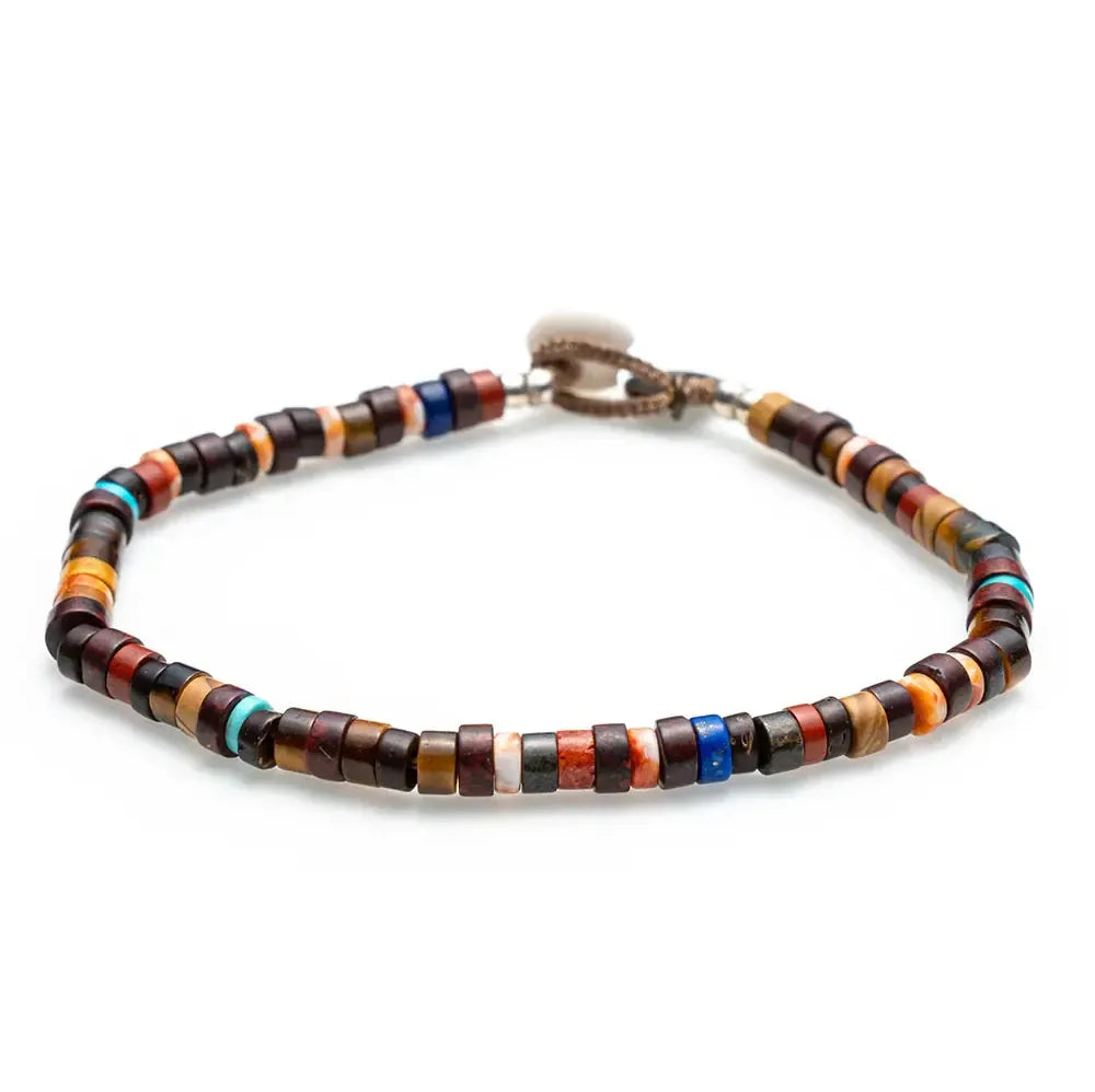 Mikia Heishi Beads Bracelet Brown Multi-Bracelet-Clutch Cafe