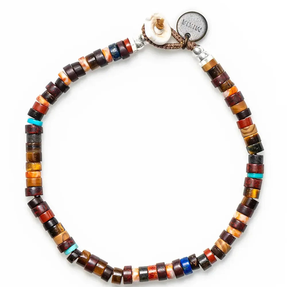 Mikia Heishi Beads Bracelet Brown Multi-Bracelet-Clutch Cafe