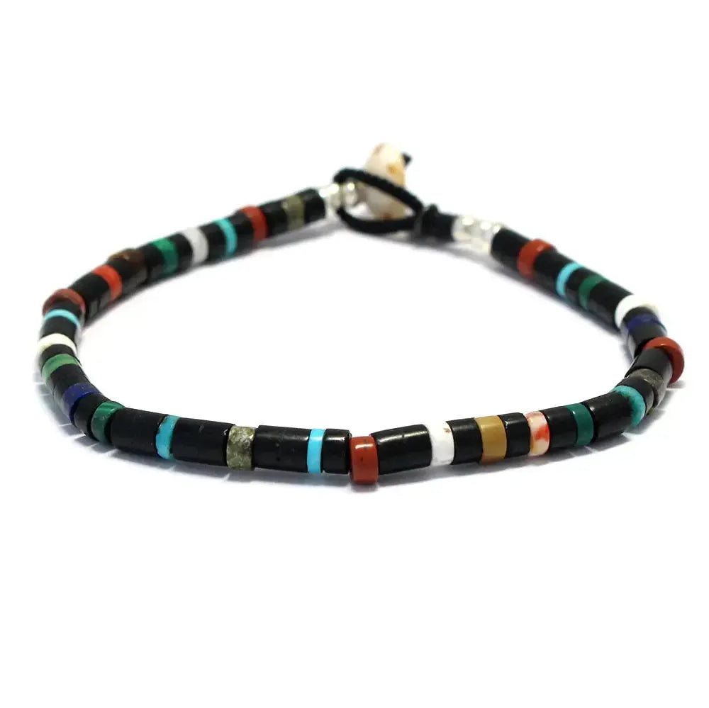 Mikia Heishi Beads Bracelet Jet Multi-Bracelet-Clutch Cafe