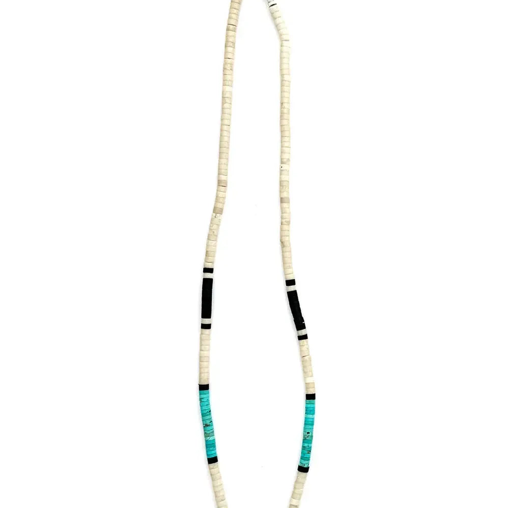 Mikia Heishi Beads Necklace Fossil Jasper/Turquoise-Bracelet-Clutch Cafe
