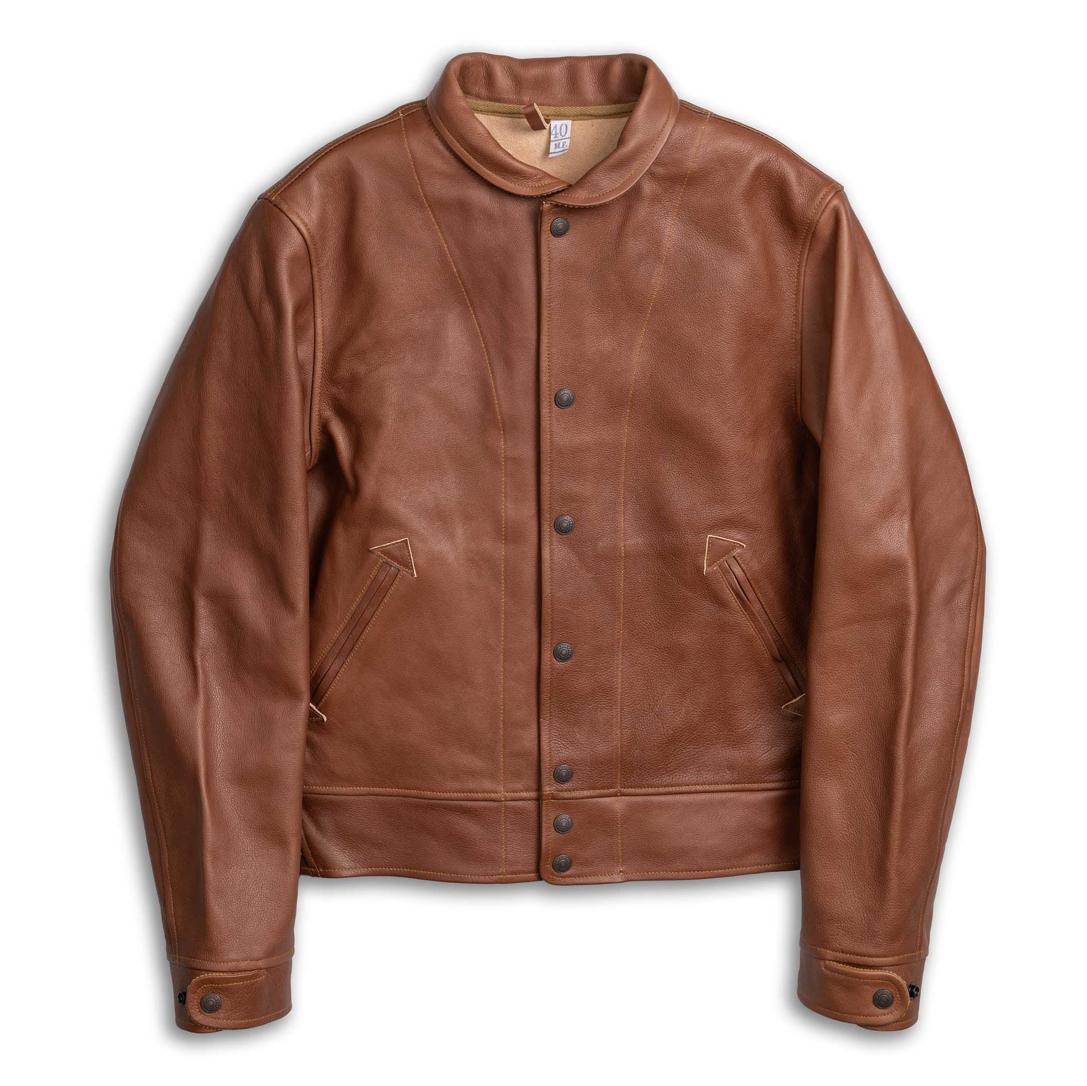Mister Freedom Campus Leather Jacket 'Stud' Bison Brown-Jacket-Clutch Cafe