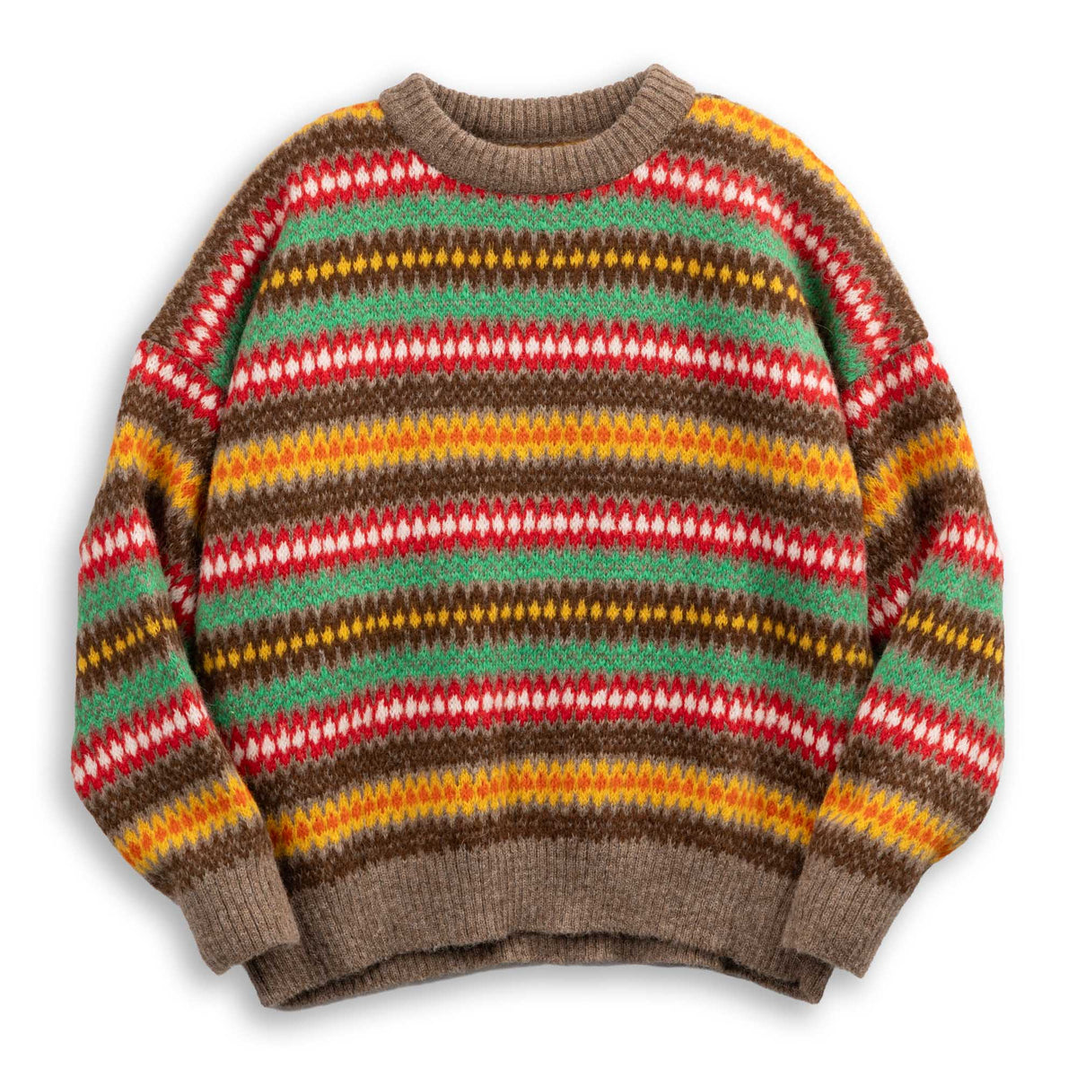 Monitaly Alpaca Fair Isle Sweater Brown-Knitwear-Clutch Cafe