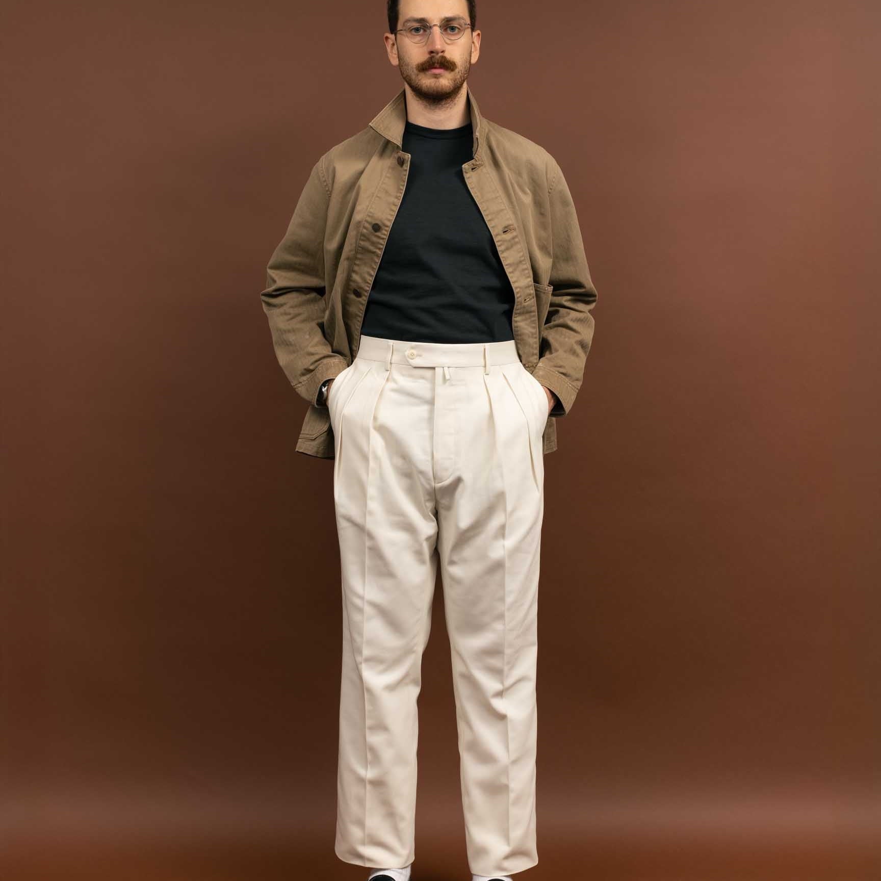 NEAT 3PLY Organic Katsuragi Standard Type 1 Ivory-Trousers-Clutch Cafe