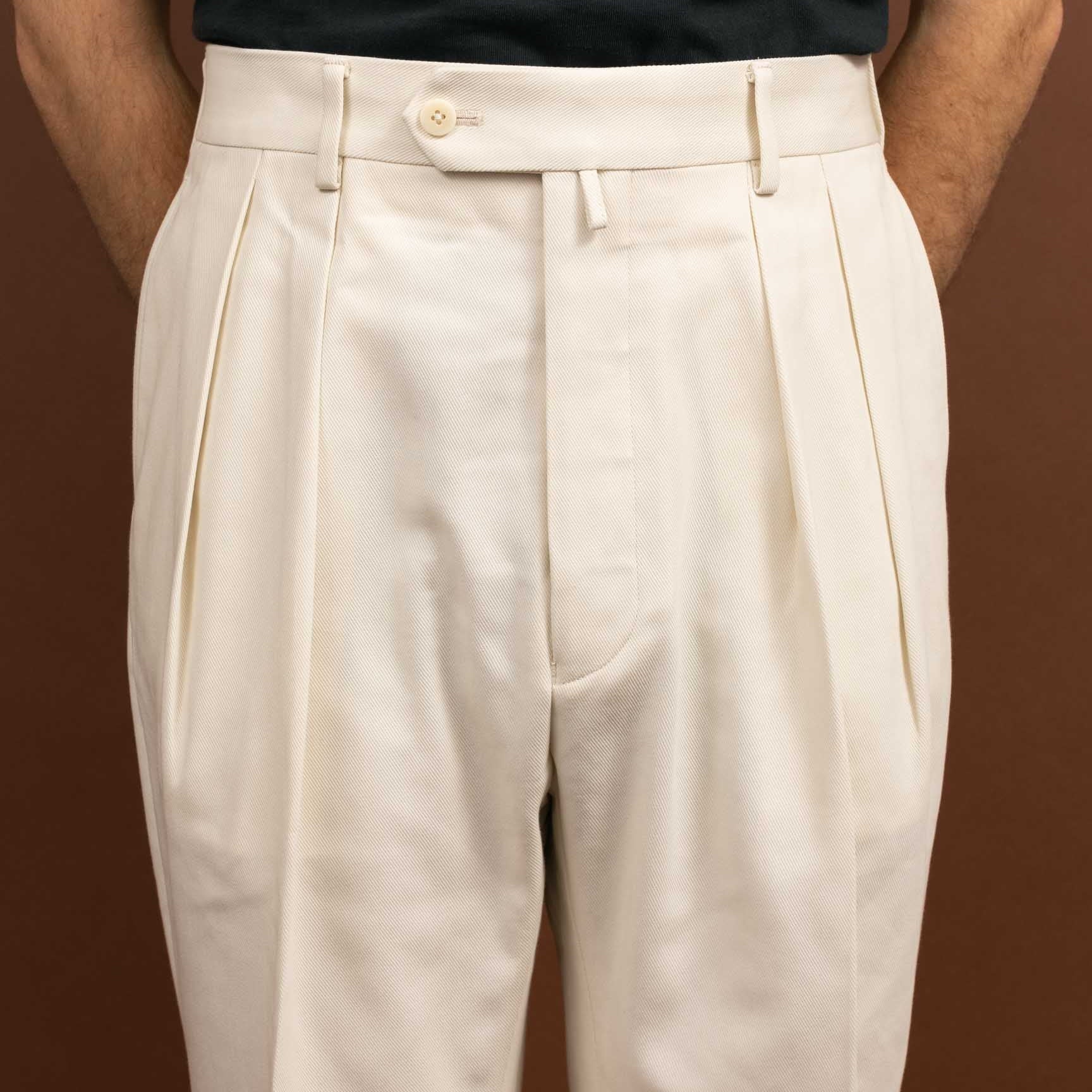 NEAT 3PLY Organic Katsuragi Standard Type 1 Ivory-Trousers-Clutch Cafe