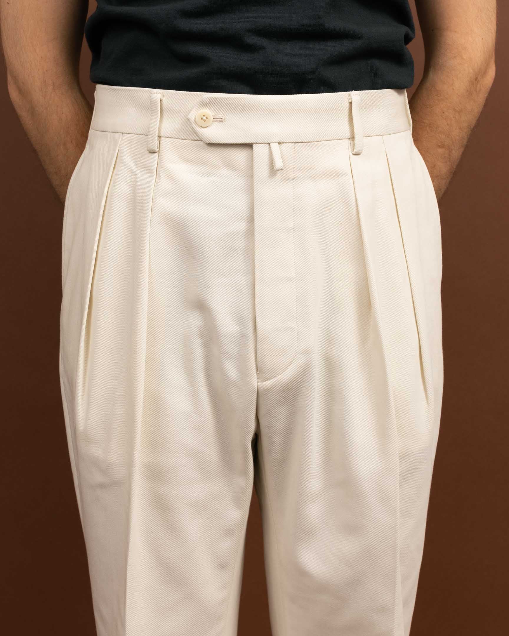 NEAT 3PLY Organic Katsuragi Standard Type 1 Ivory-Trousers-Clutch Cafe