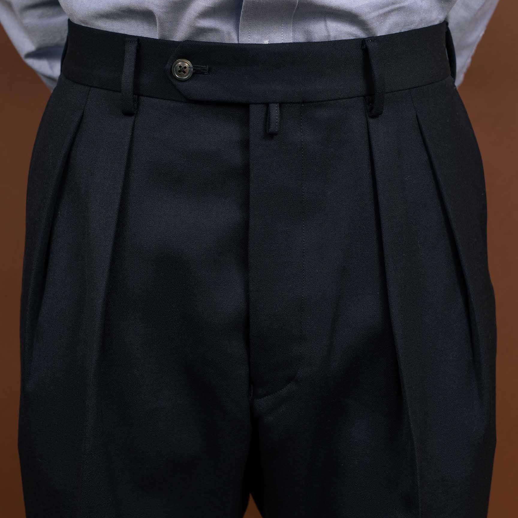 NEAT Back Satin Gabardine Standard Type 1 Navy-Trousers-Clutch Cafe