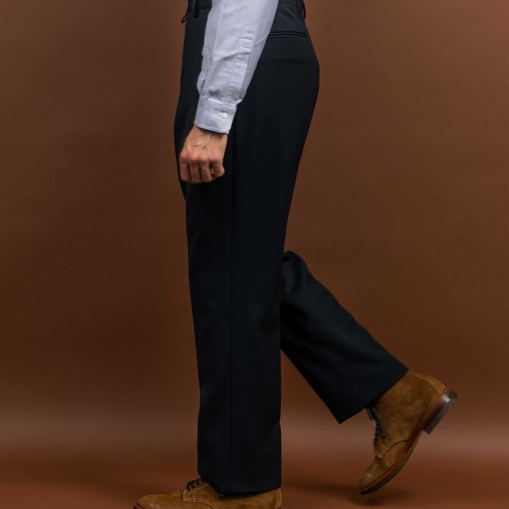 NEAT Back Satin Gabardine Standard Type 1 Navy-Trousers-Clutch Cafe