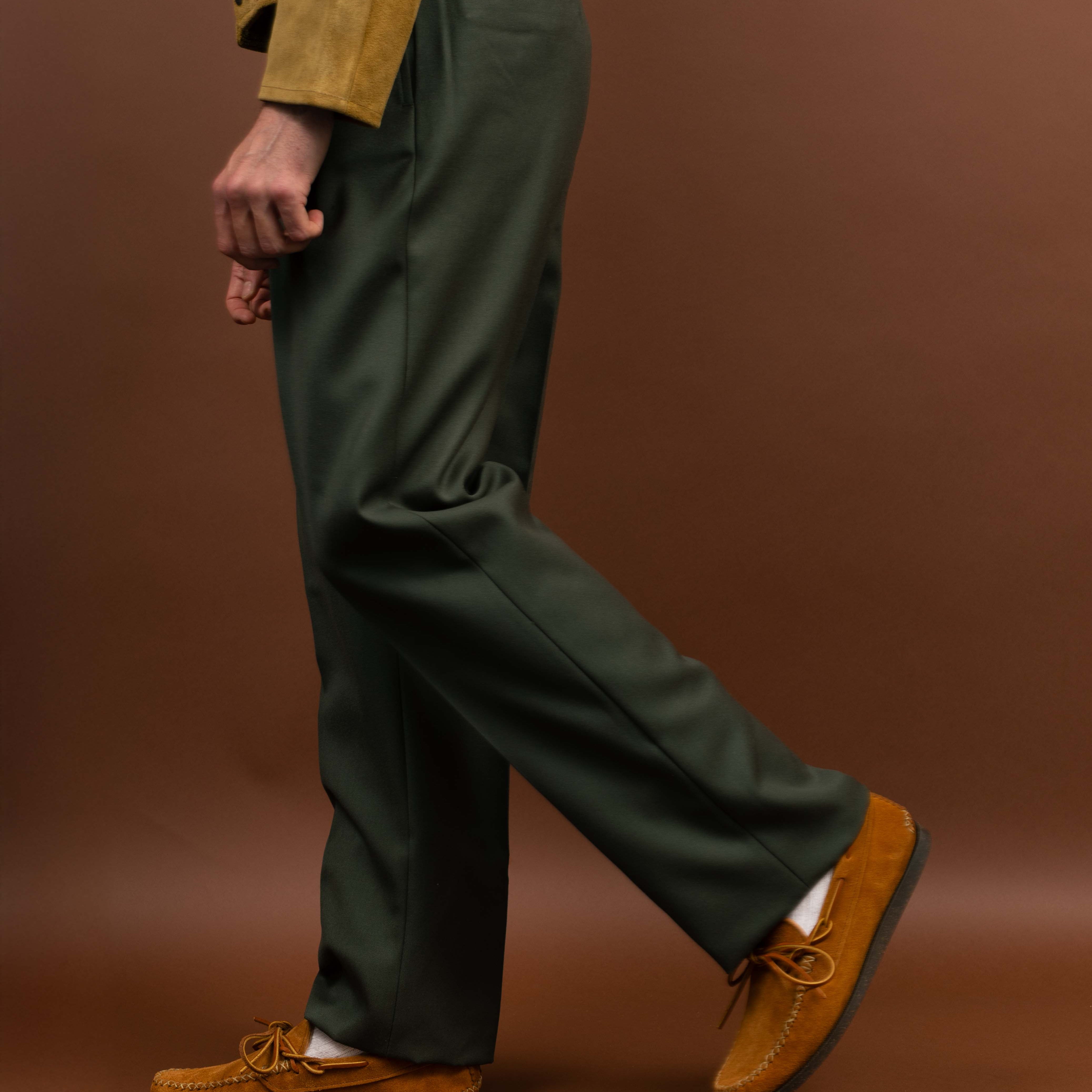 NEAT Back Satin Gabardine Standard Type 1 Olive-Trousers-Clutch Cafe