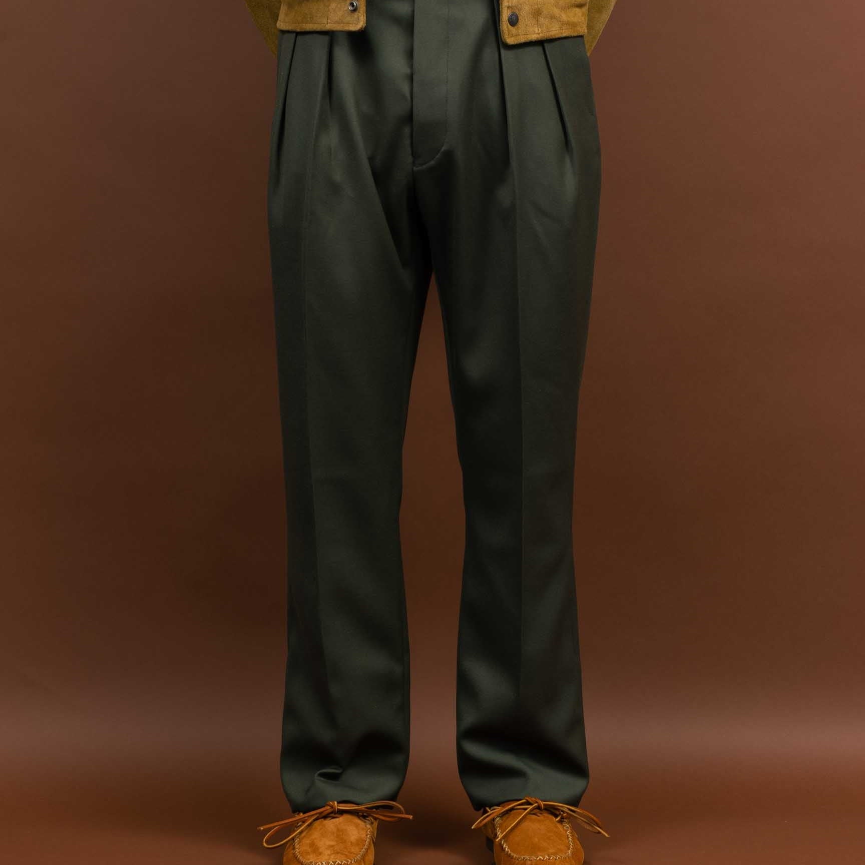 NEAT Back Satin Gabardine Standard Type 1 Olive-Trousers-Clutch Cafe