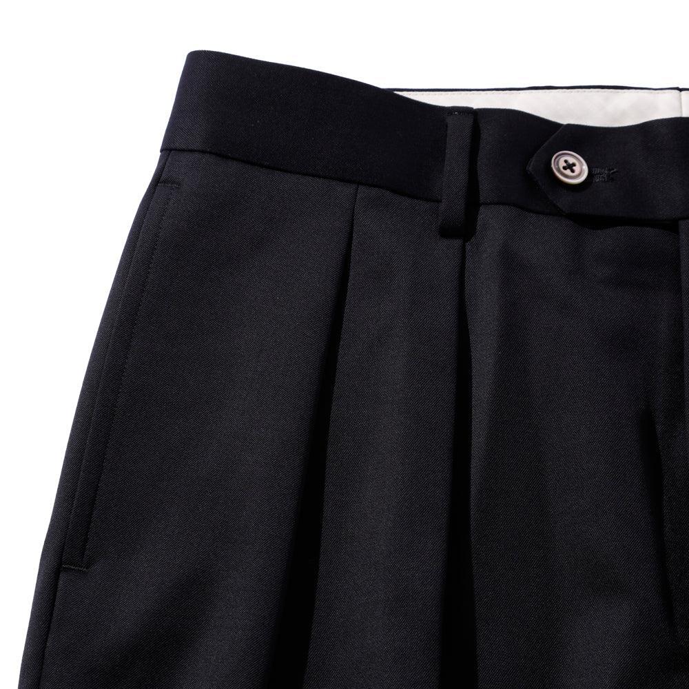 NEAT Wool Gabardine Standard Trousers Navy-Chinos-Clutch Cafe