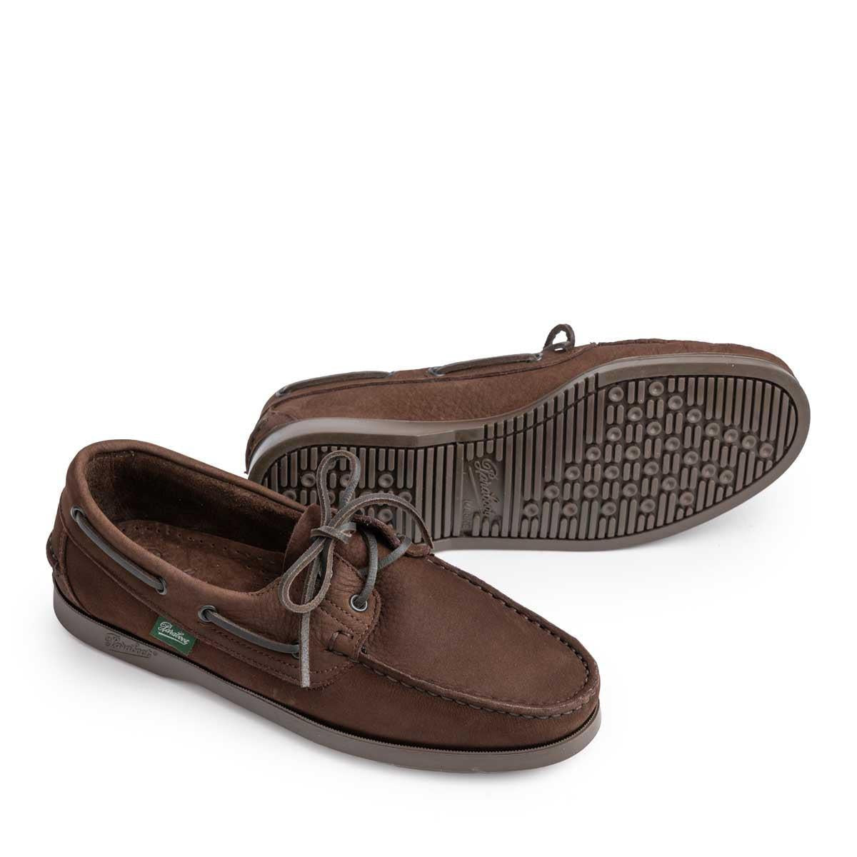 Paraboot Barth Taurillon Nubuck Deck Shoe Chocolat-Shoes-Clutch Cafe