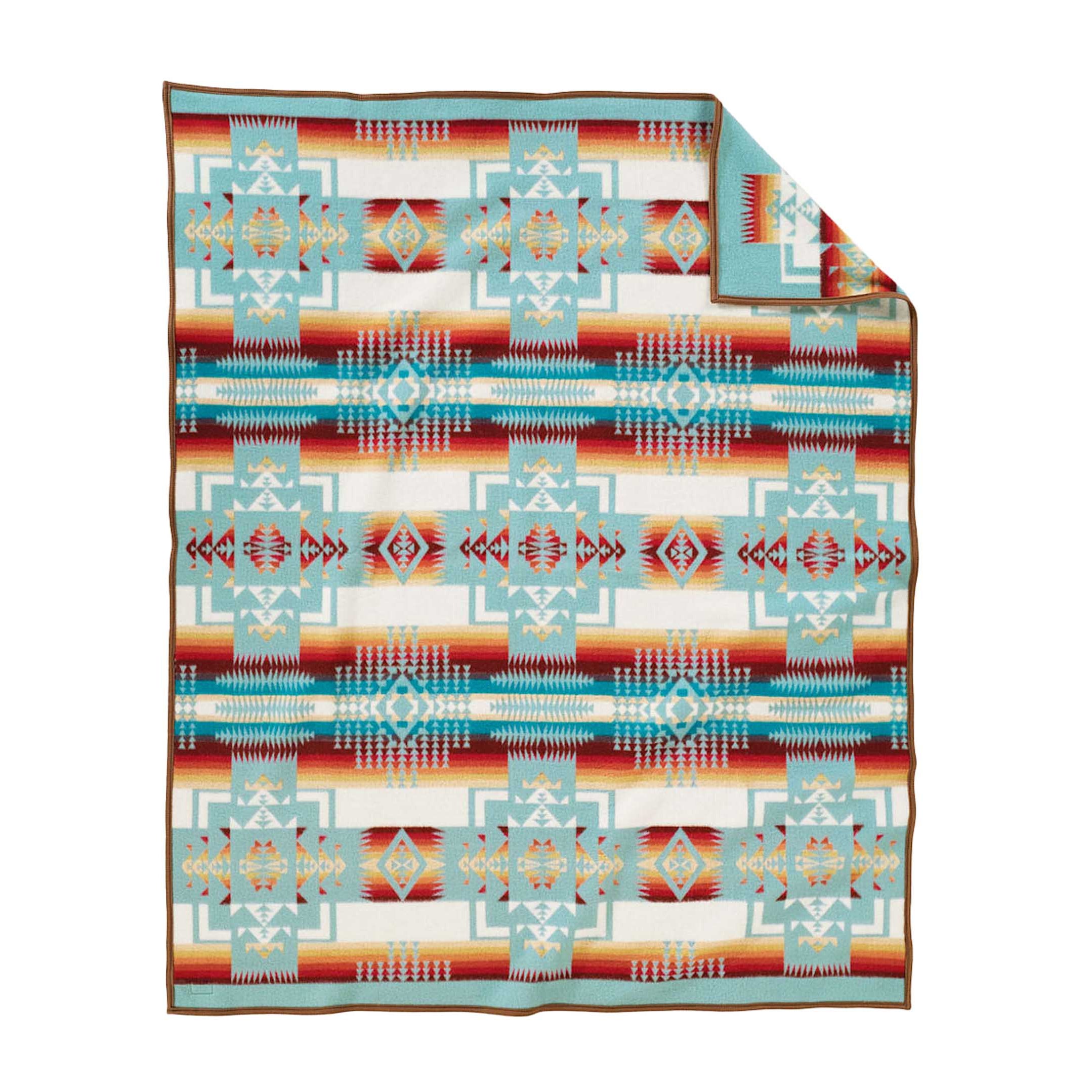 Pendleton Chief Joseph Jacquard Robe Blanket Aqua-Blanket-Clutch Cafe