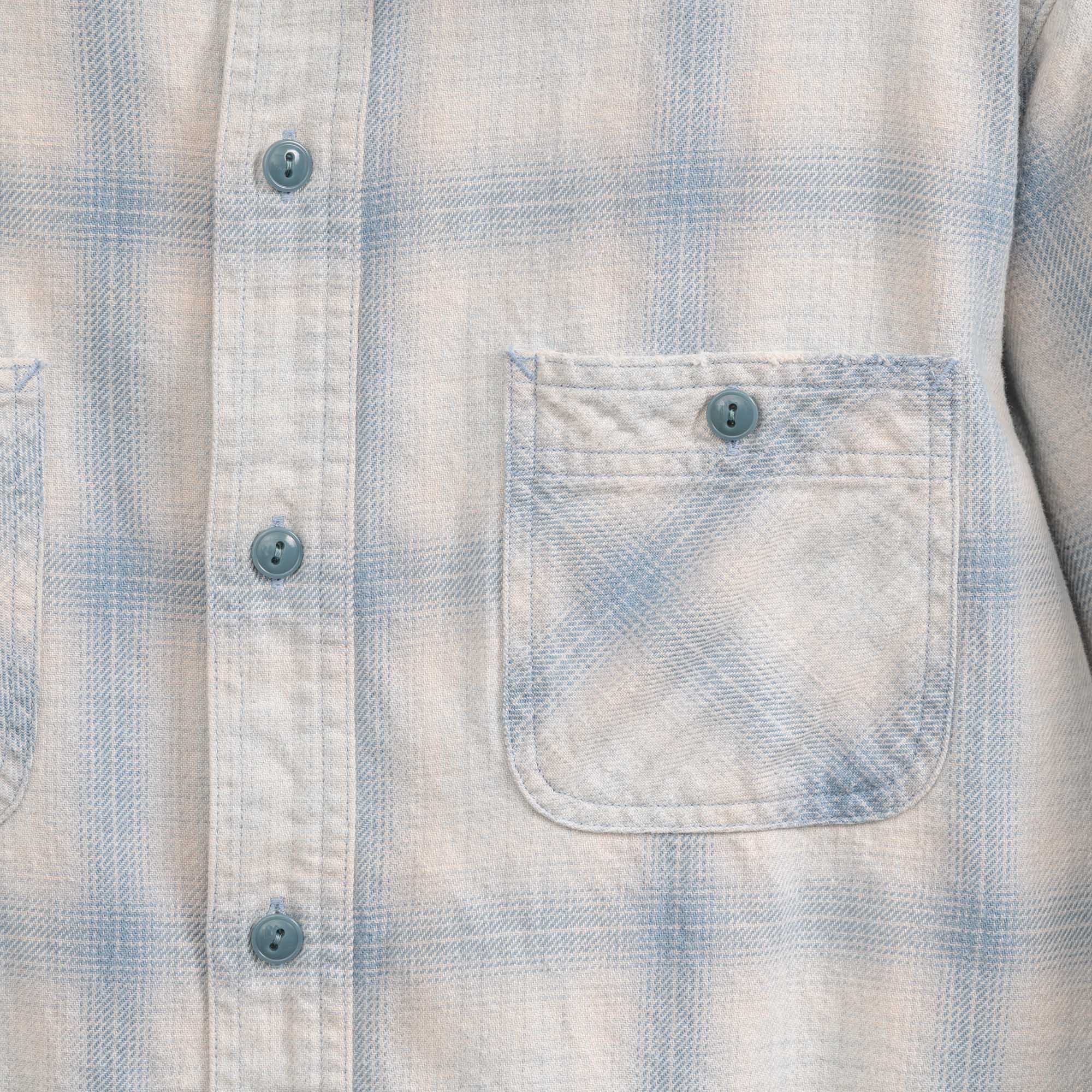 Pherrow's 731SN-UW Cotton Flannel Shirt Blue-Shirt-Clutch Cafe