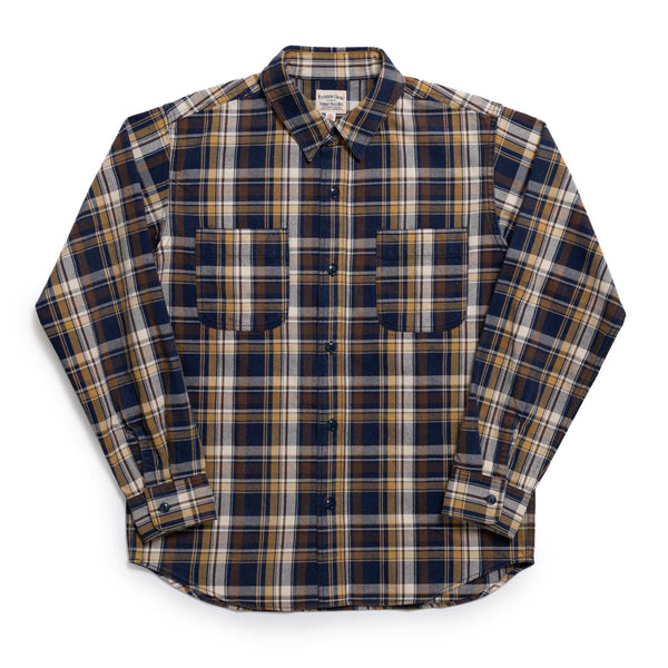 Pherrow's Cotton Flannel Shirt Navy-Shirt-Clutch Cafe