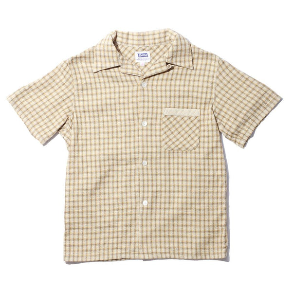 Pherrow's Open Collar Shirt Beige Base Check-Shirt-Clutch Cafe