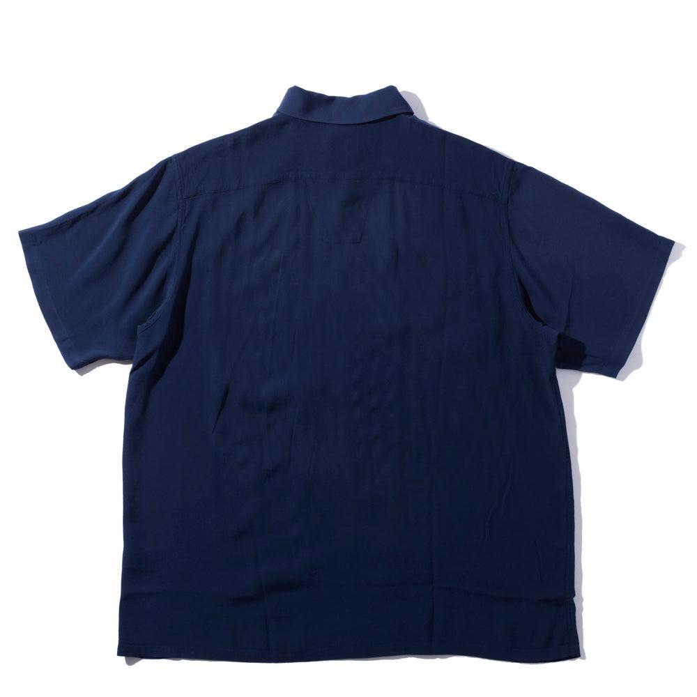 Pherrow's Open Collar Shirt Navy-Shirt-Clutch Cafe