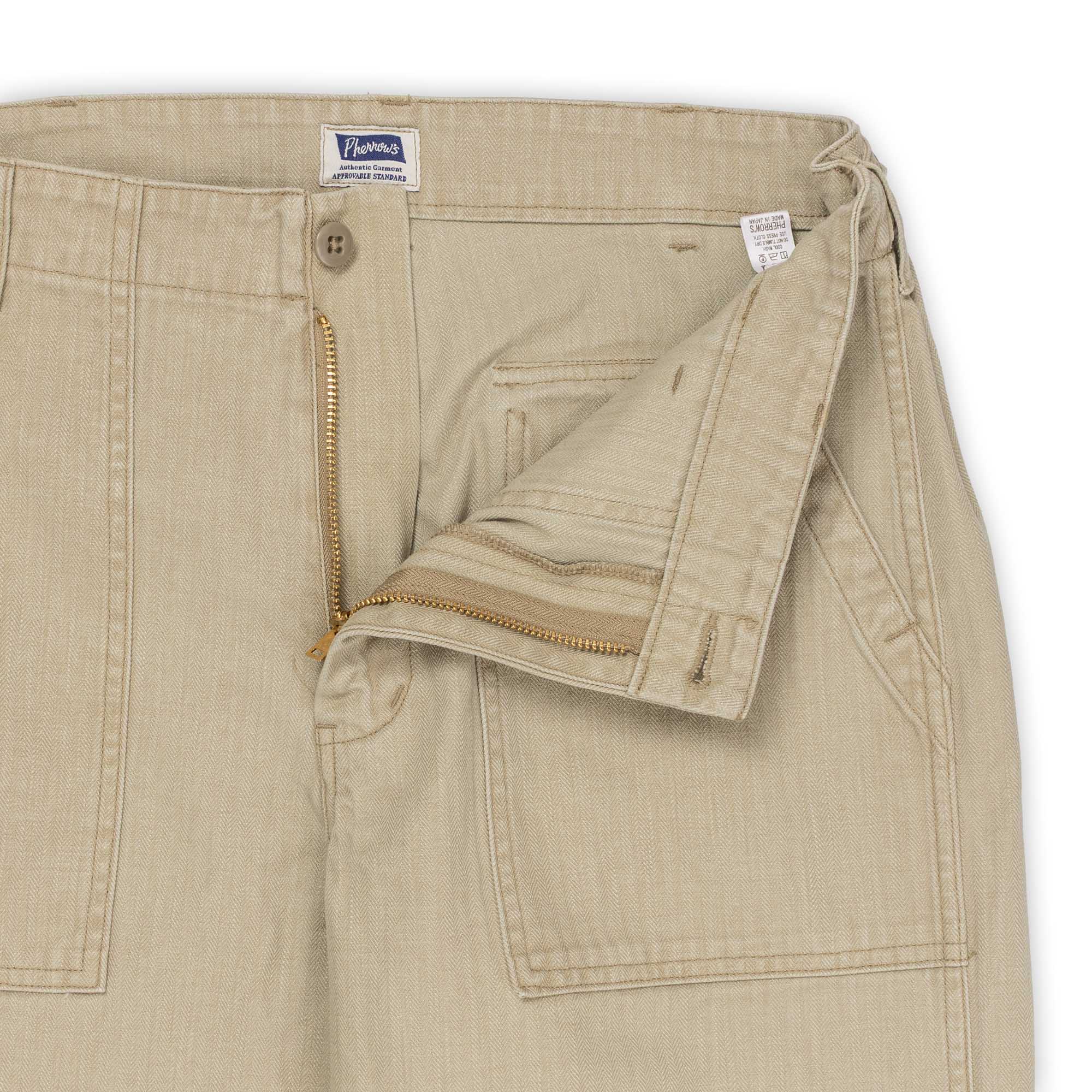 Pherrow's PUP-H HBT Fatigue Pants Beige-Trousers-Clutch Cafe
