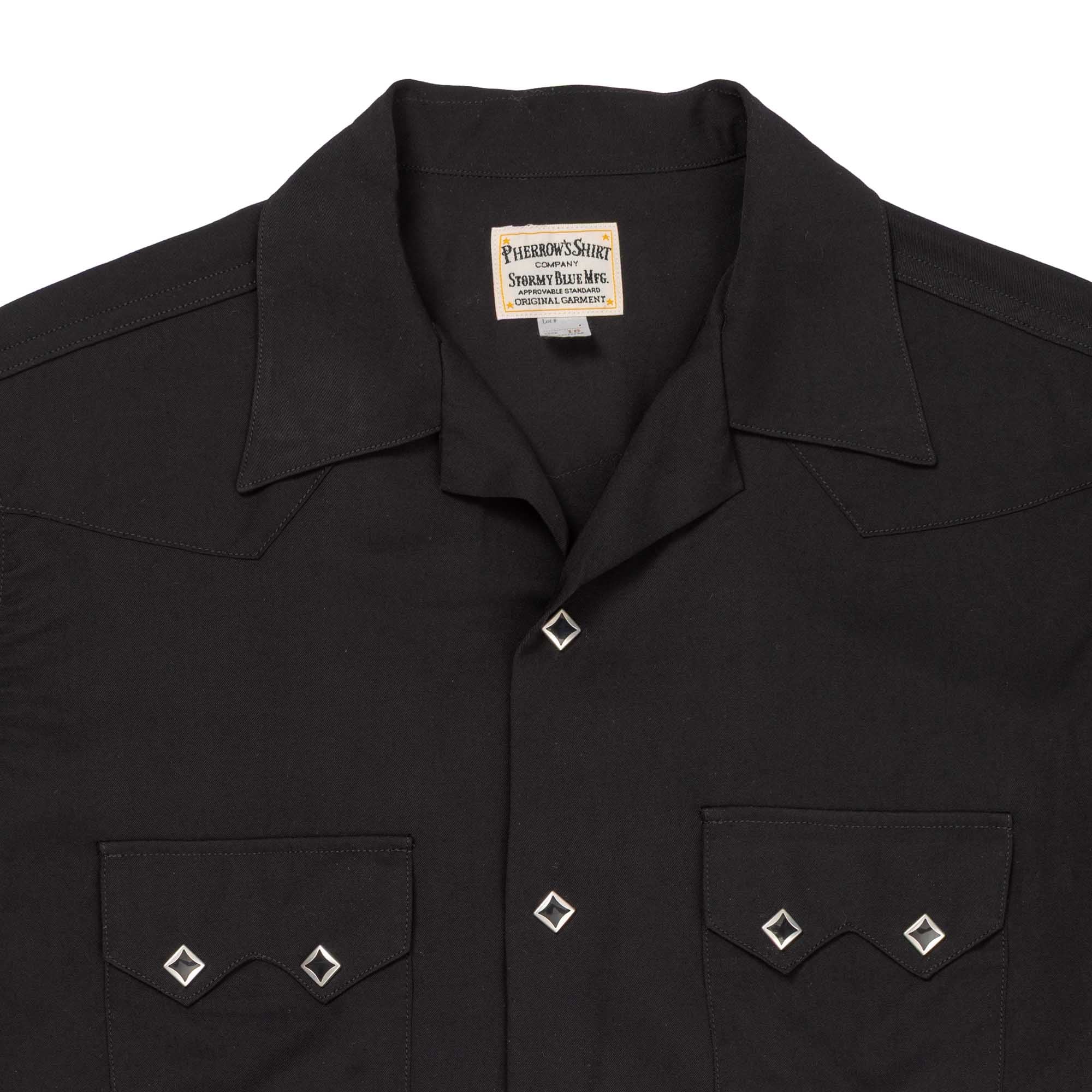 Pherrow's Rayon Western Shirt S/S Black-Shirt-Clutch Cafe