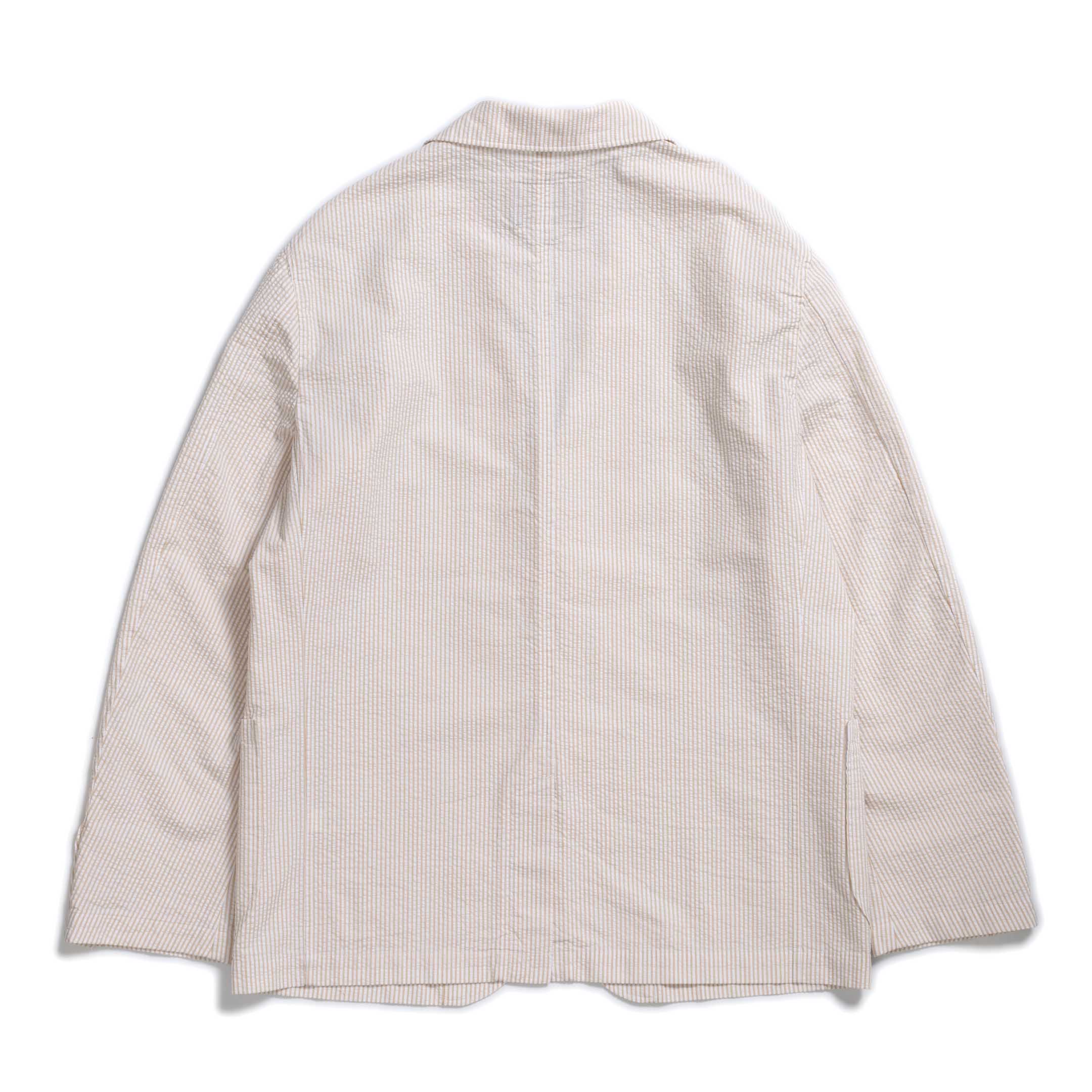 Pherrow's Seersucker Sports Jacket Beige Stripe-Jacket-Clutch Cafe