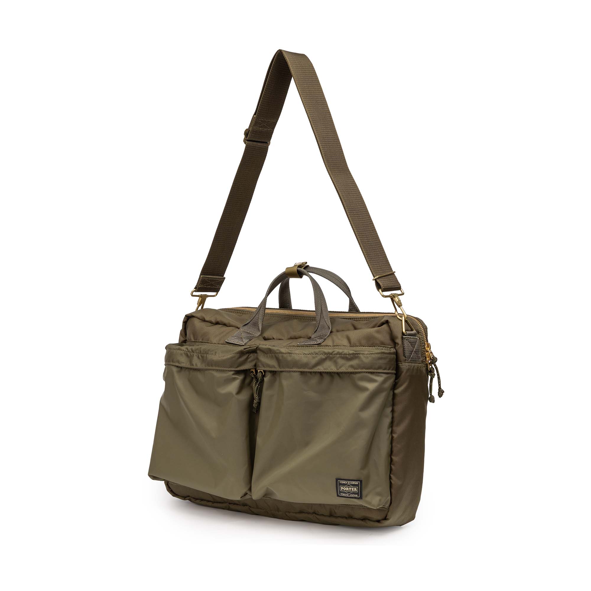 Porter Yoshida Force 3Way Briefcase Olive Drab-Clutch Cafe