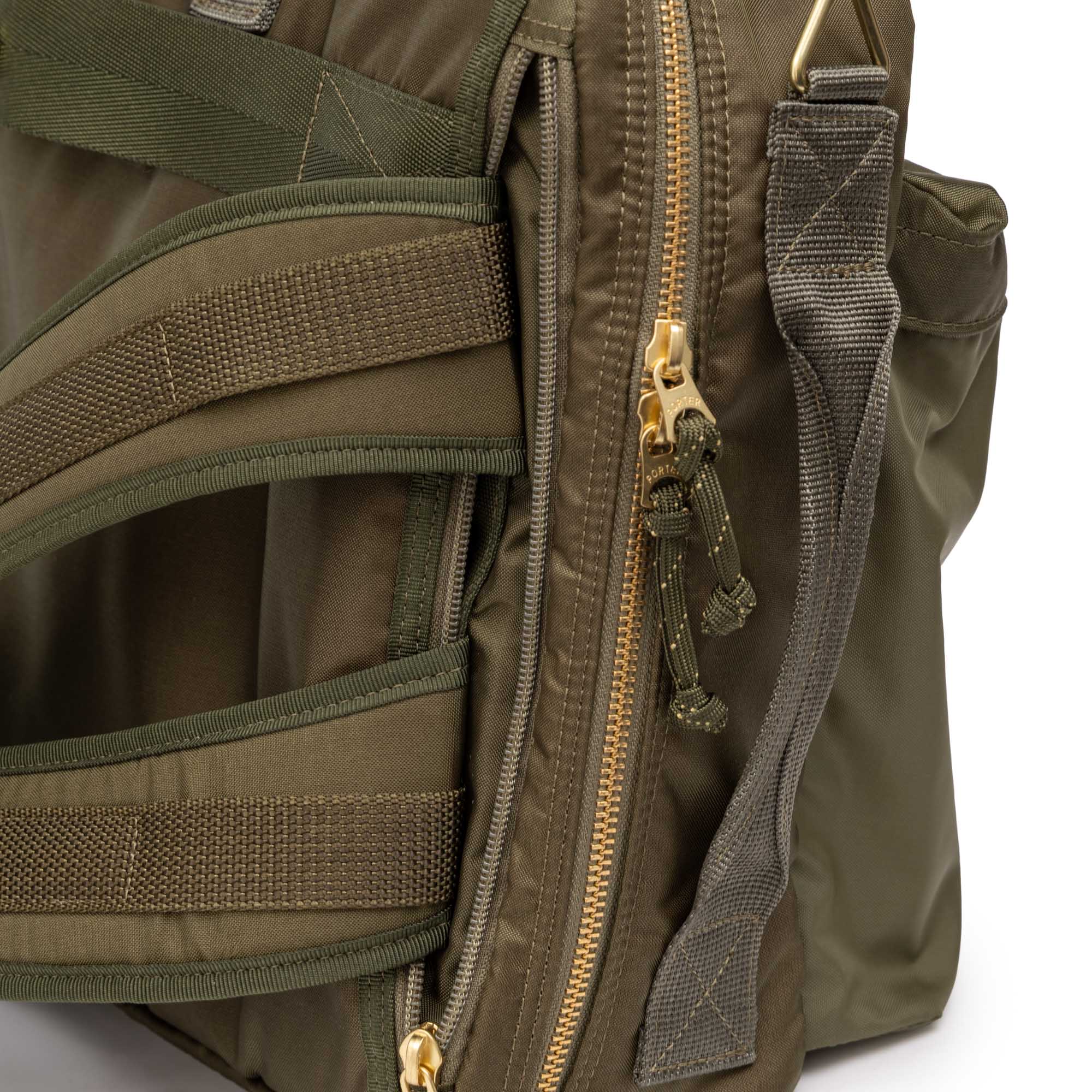 Porter Yoshida Force 3Way Briefcase Olive Drab-Clutch Cafe