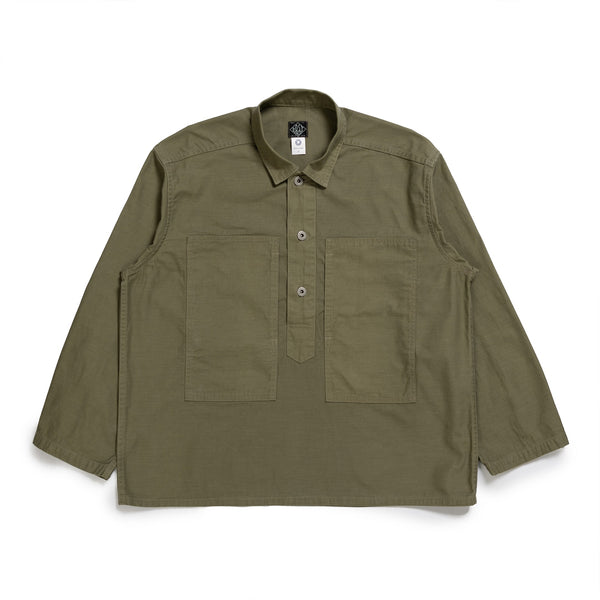 Post Overalls Army Shirt Vintage Sateen Olive-Shirt-Clutch Cafe