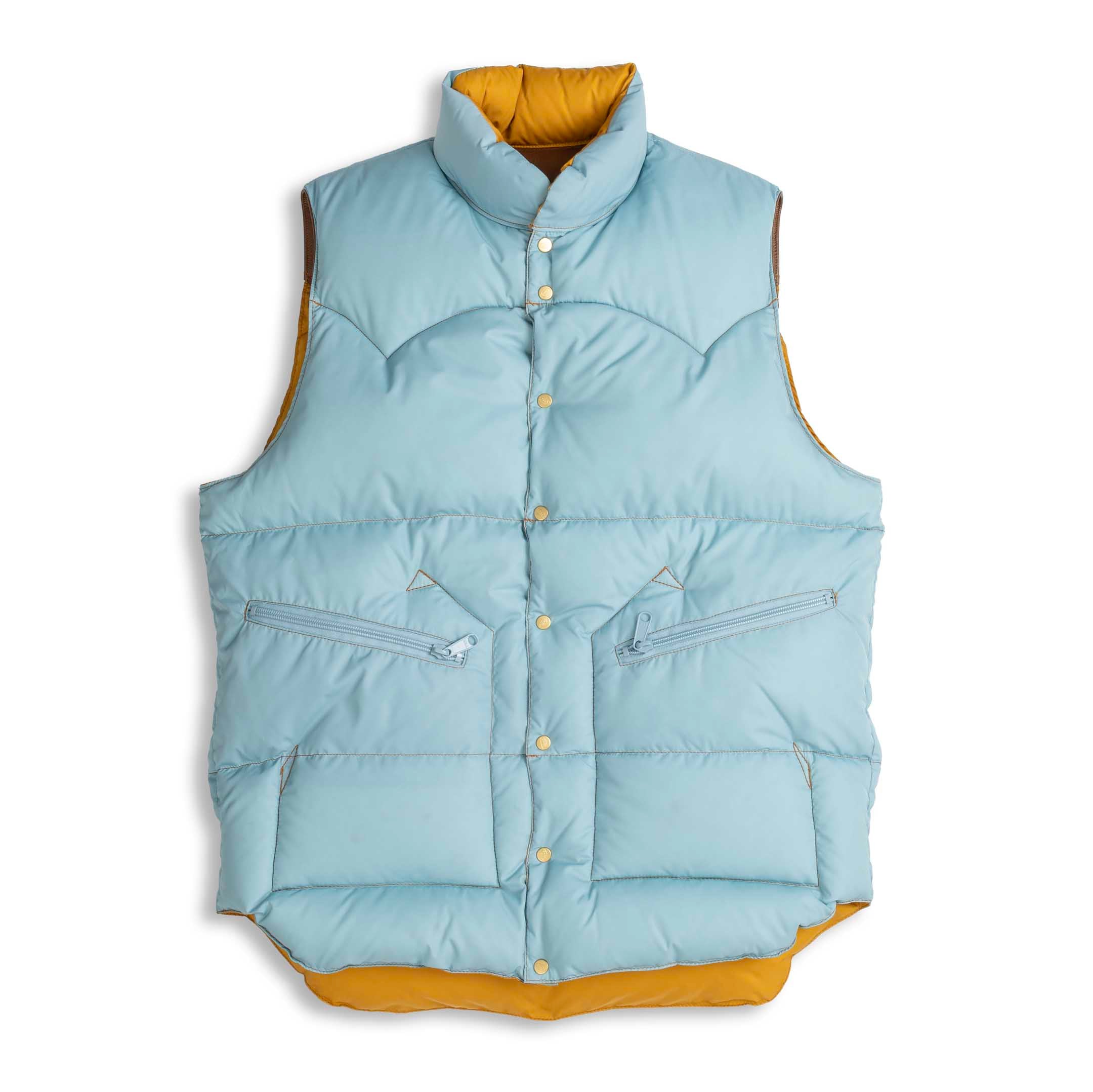 Rocky Mountain Featherbed for Clutch Cafe Reversible Down Vest Mustard x Sax Blue-Down Vest-Clutch Cafe
