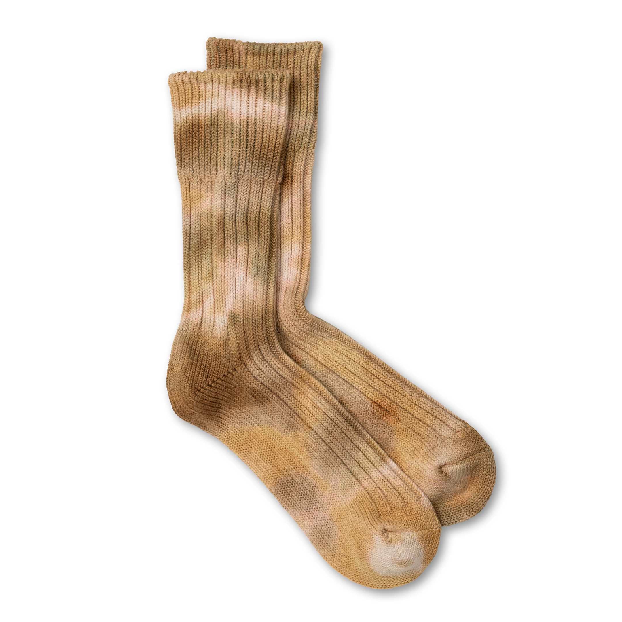 Rototo Chunky Ribbed Crew Sock Beige/Brown-Socks-Clutch Cafe