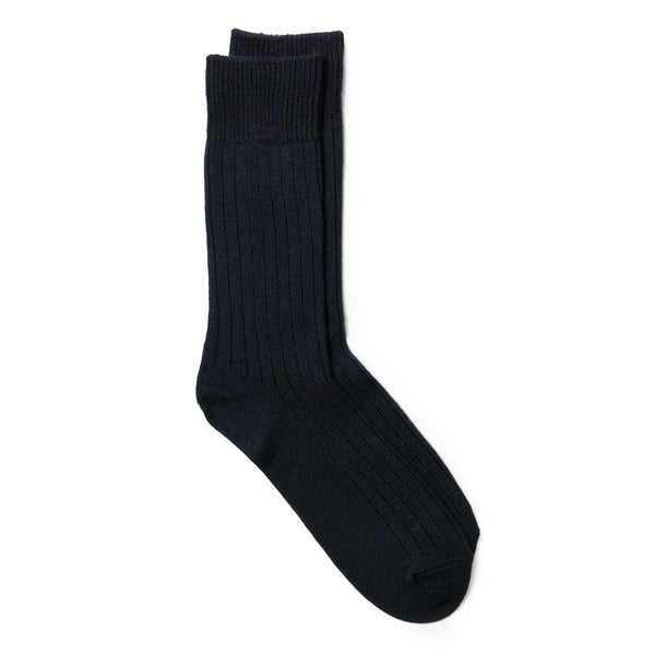 Rototo Cotton Wool Ribbed Crew Socks Black-Socks-Clutch Cafe