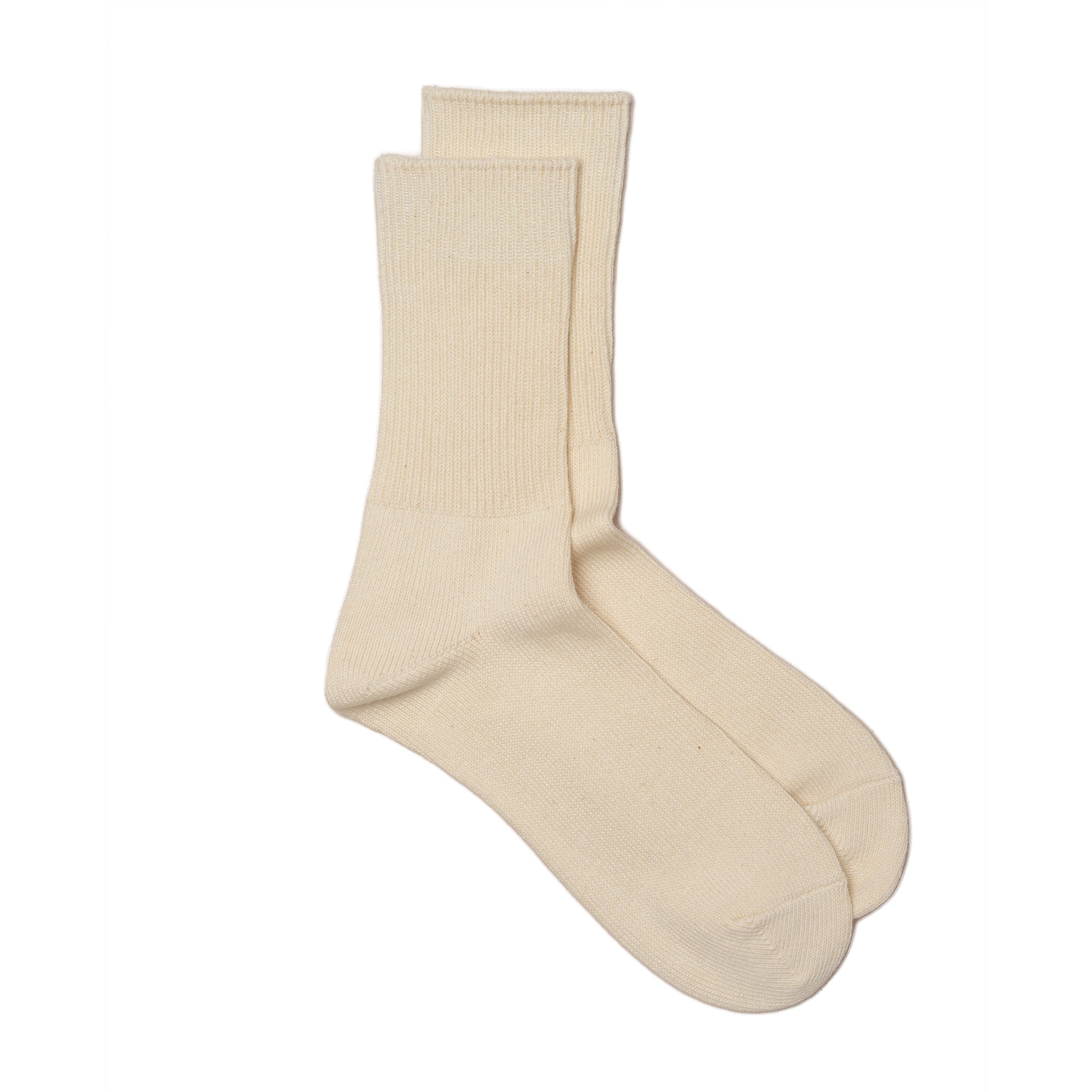 Rototo Organic Daily 3 Pack Ribbed Crew Socks Ecru-Socks-Clutch Cafe