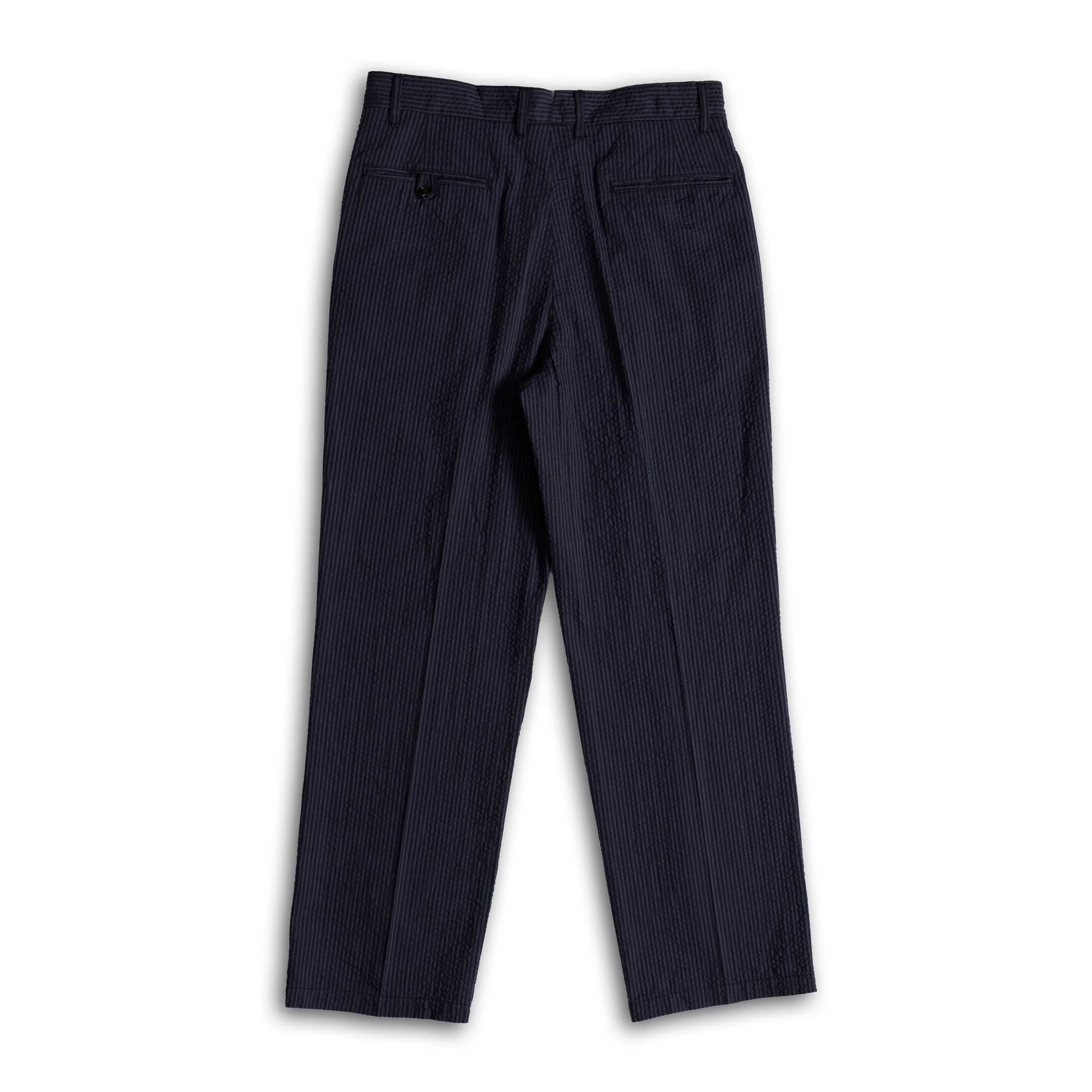 Soundman Marquess Seersucker Trousers Blue x Navy-Trousers-Clutch Cafe