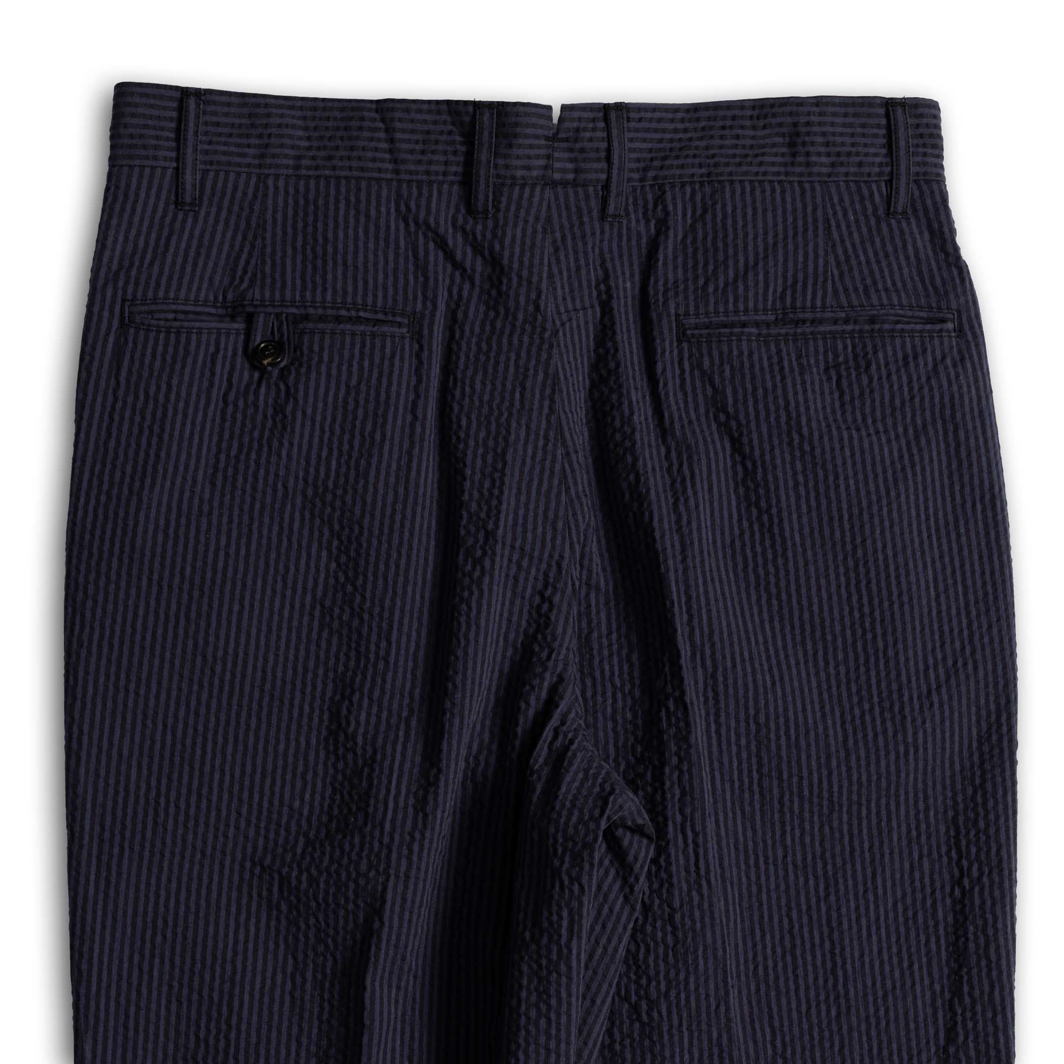 Soundman Marquess Seersucker Trousers Blue x Navy-Trousers-Clutch Cafe