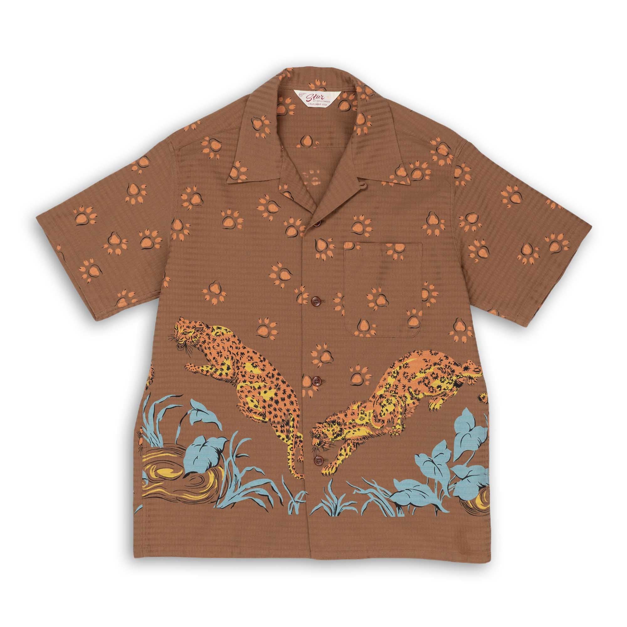Star of Hollywood Dobby Cotton Leopard Shirt Brown-Shirt-Clutch Cafe