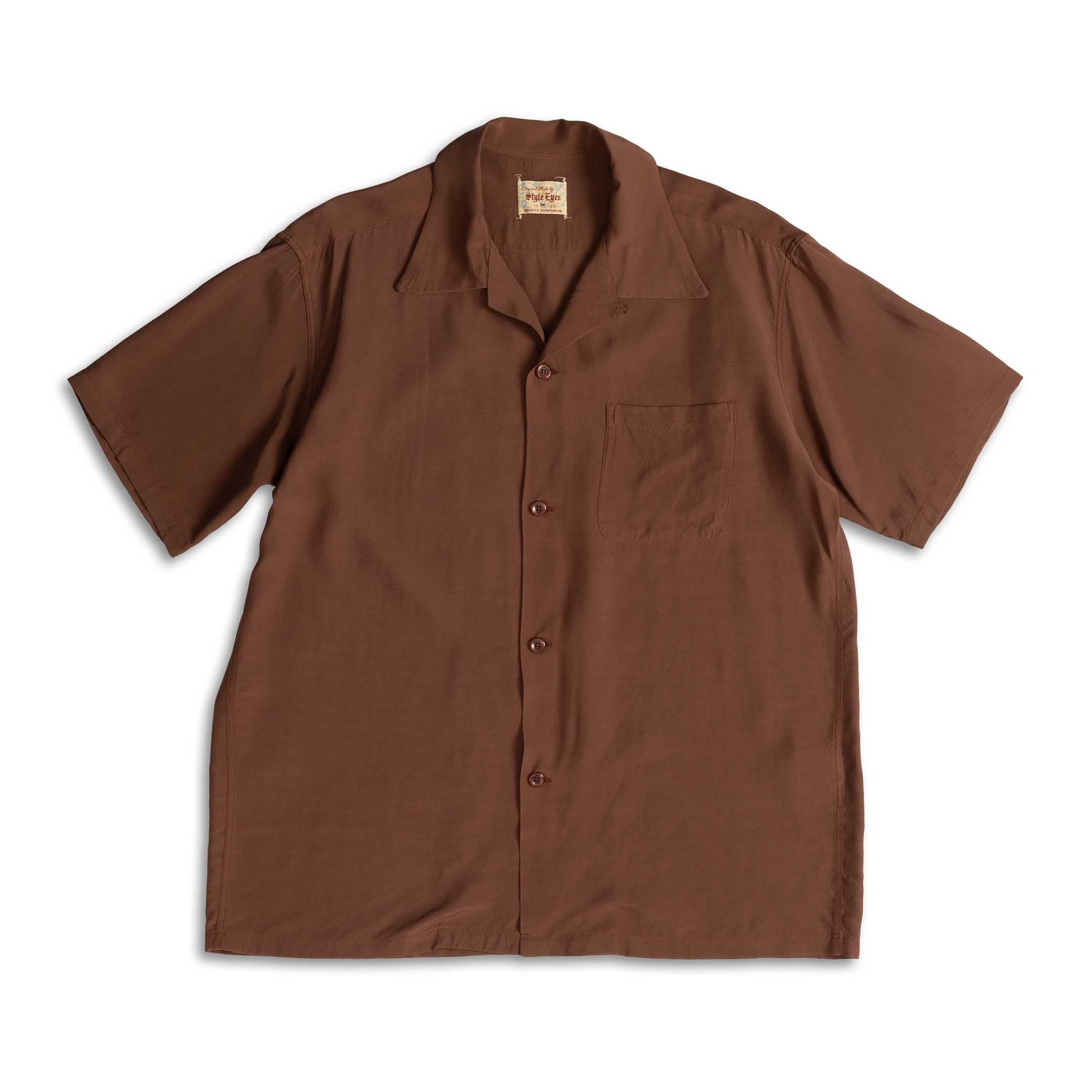 Style Eyes by Toyo Enterprise Plain Bowling S/S Shirt D. Brown-Shirt-Clutch Cafe