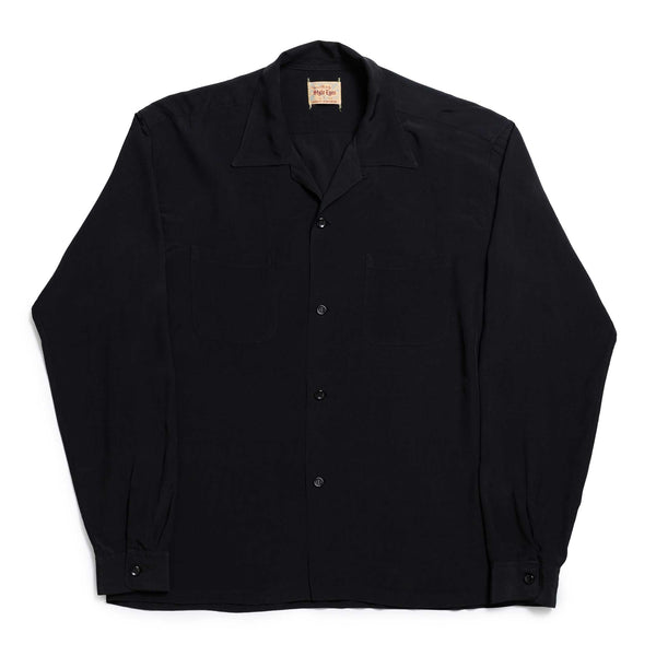 Style Eyes by Toyo Enterprise Plain Rayon Bowling Shirt Black-Shirt-Clutch Cafe