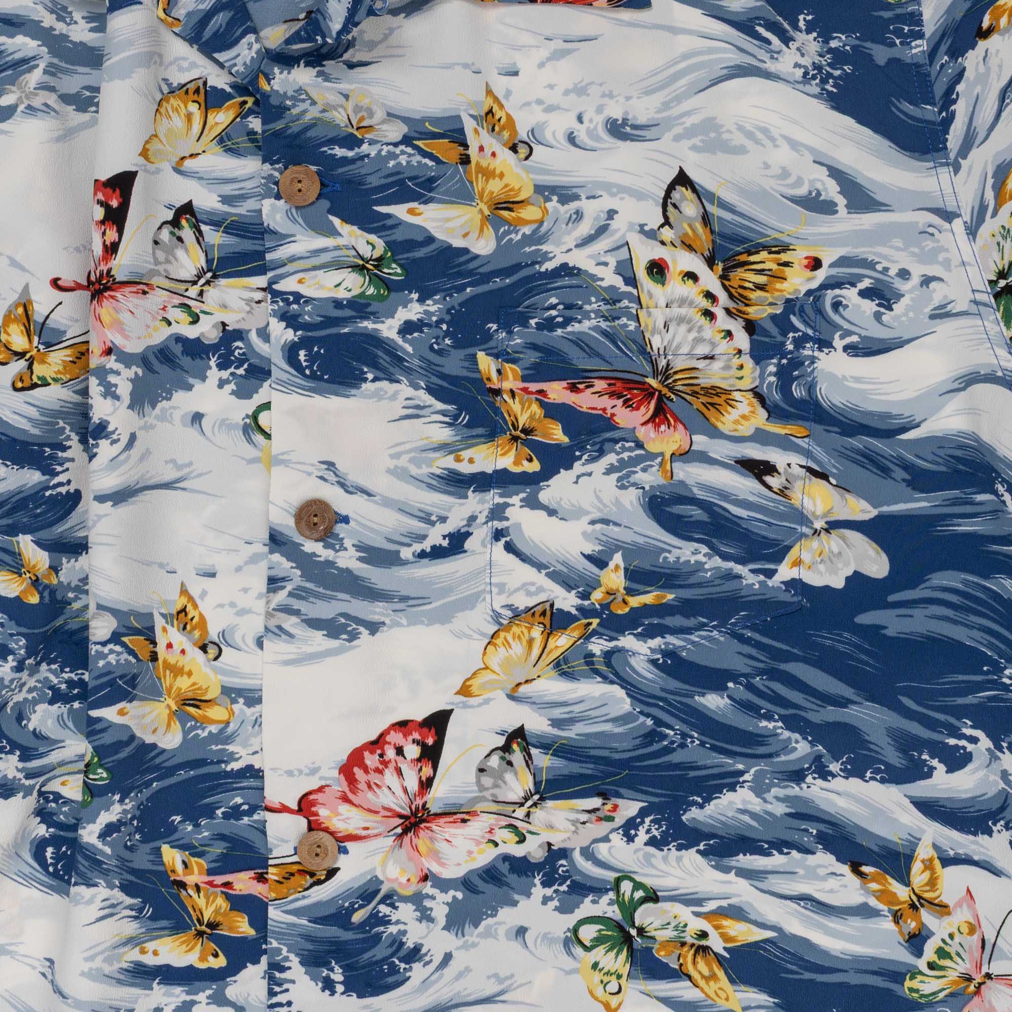 Sun Surf Butterfly Splash Hawaiian Shirt Navy-Hawaiian Shirt-Clutch Cafe